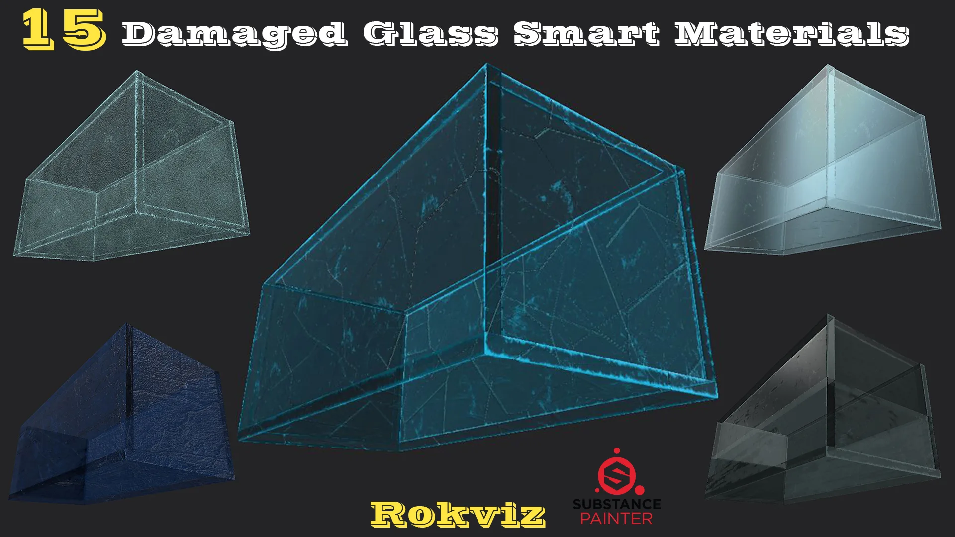 15 Damaged Glass Smart Material and PBR textures