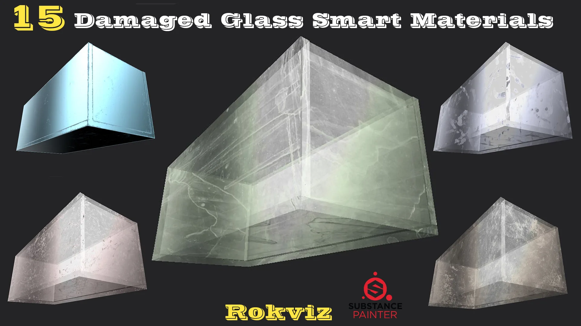 15 Damaged Glass Smart Material and PBR textures