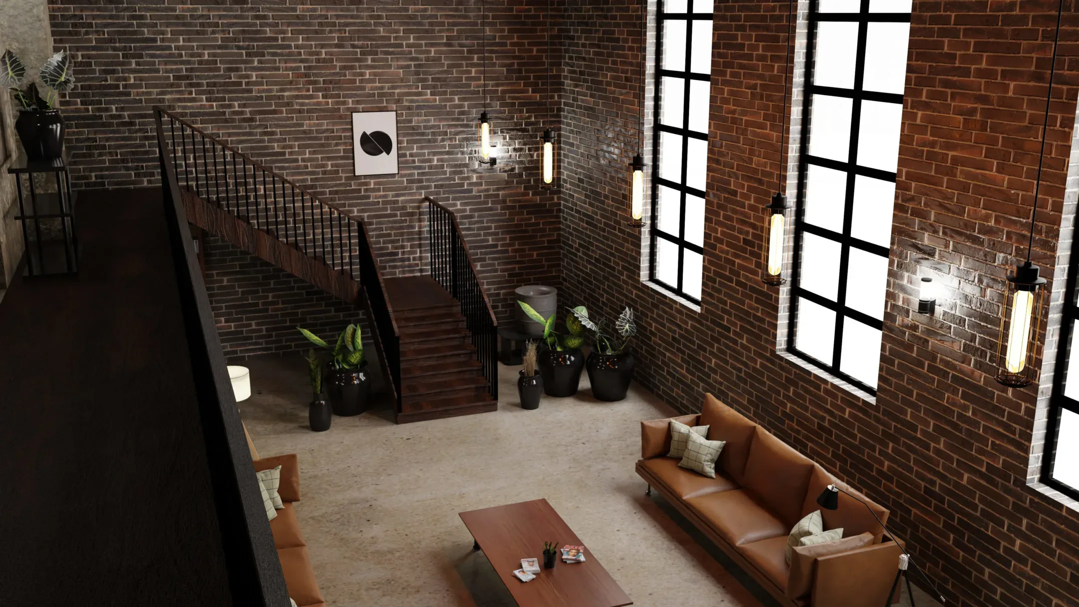 penthouse industrial living room