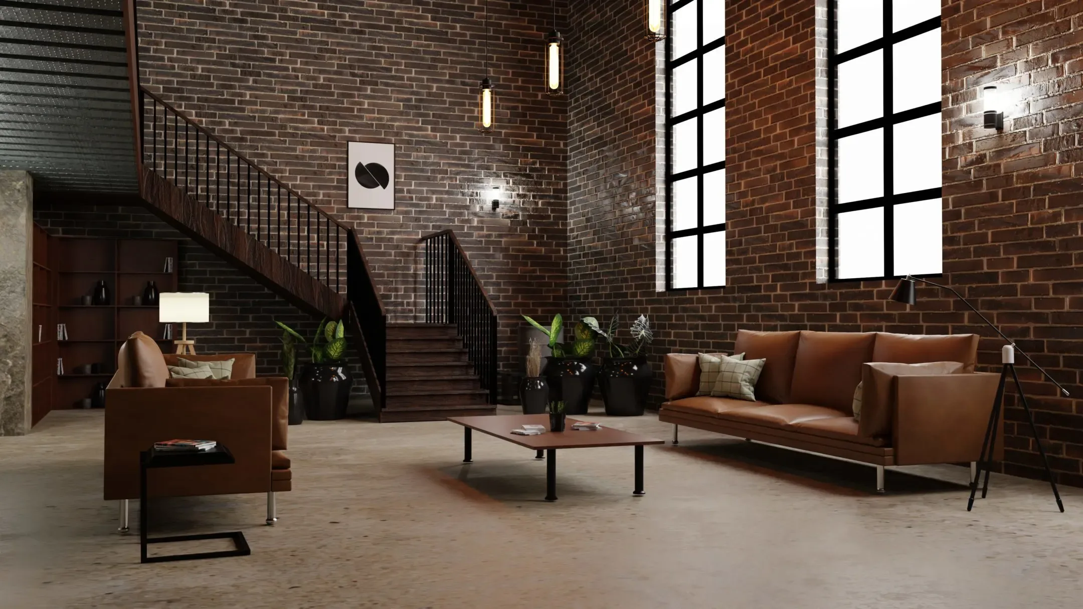 penthouse industrial living room