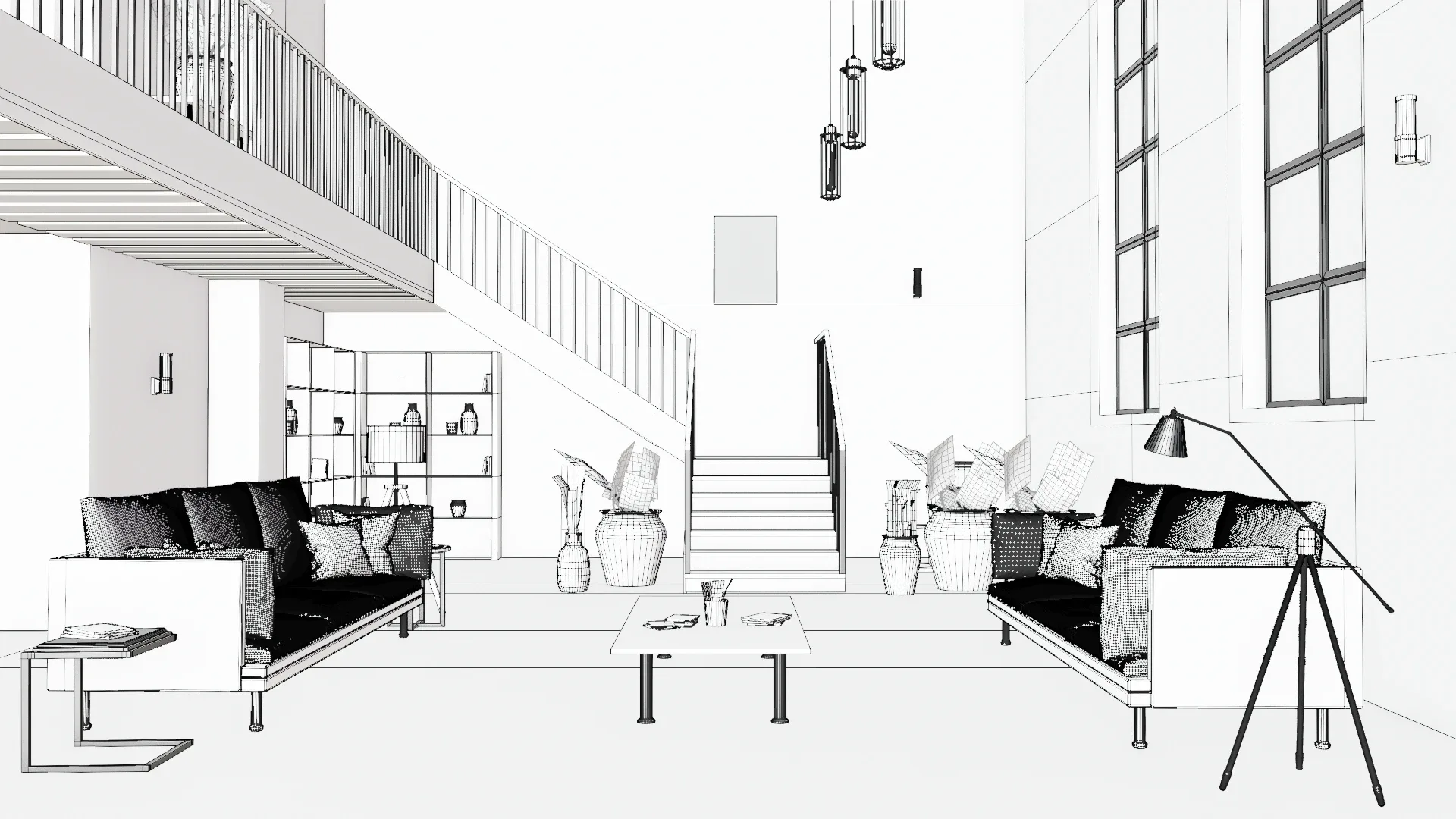 penthouse industrial living room