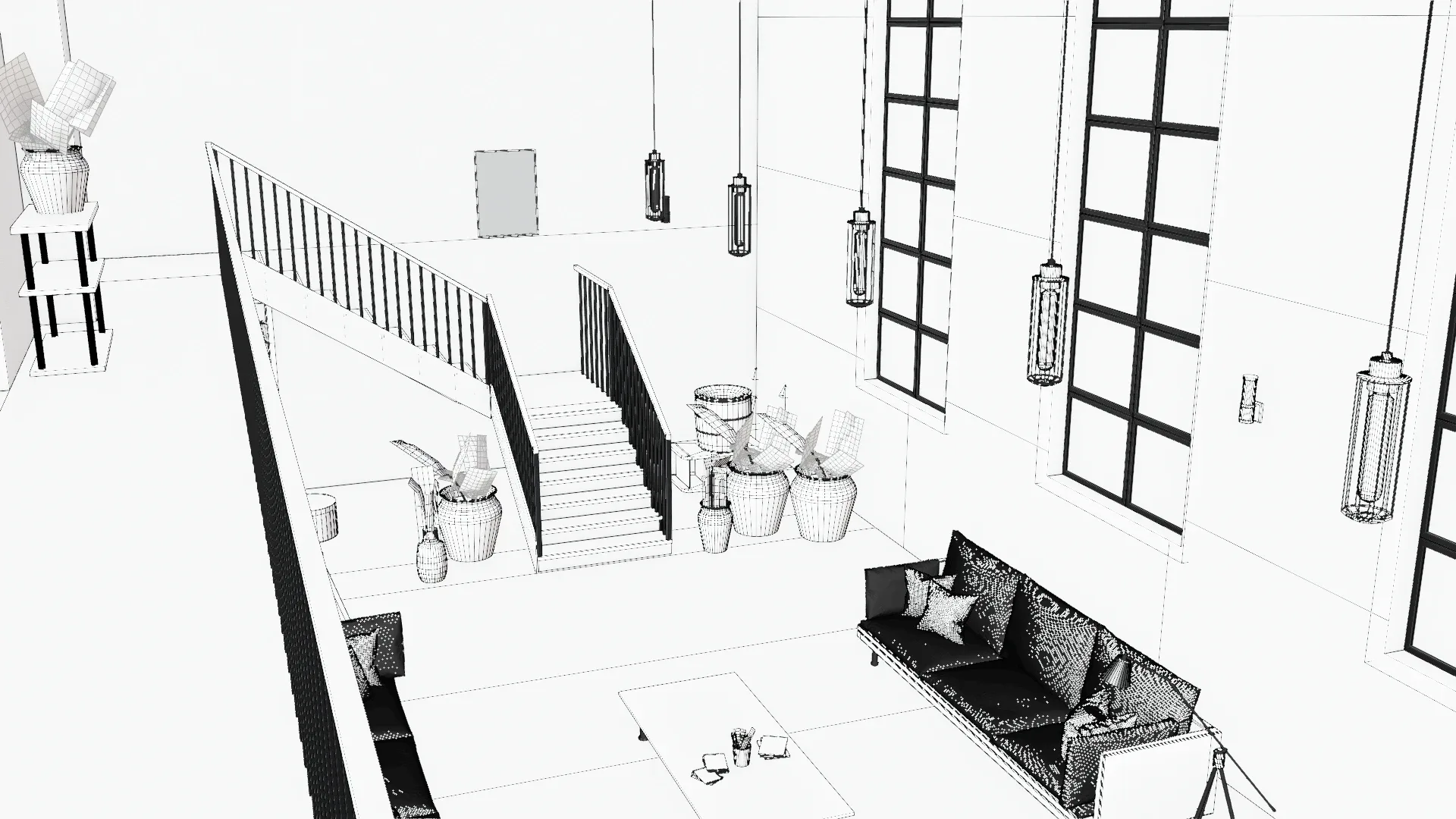 penthouse industrial living room
