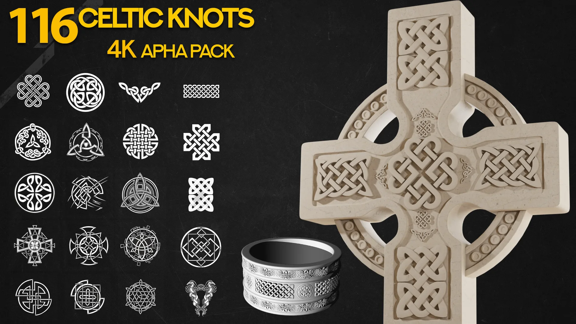 115 Celtic Symbols & Knots 4K Alpha Pack