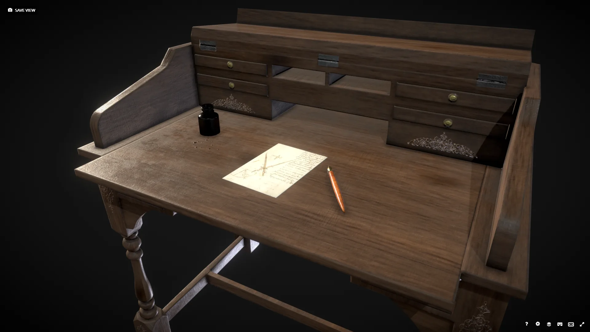 Old Writing Desk - Game Ready