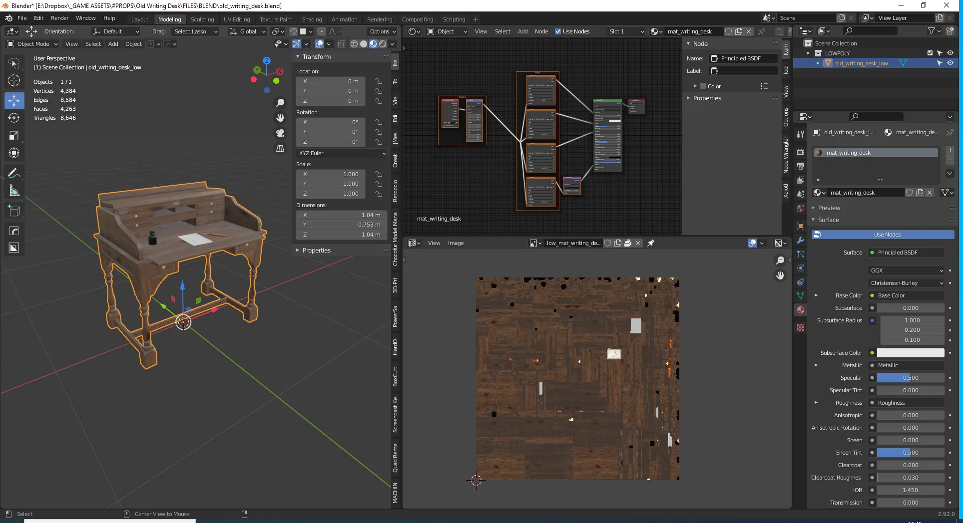 Old Writing Desk - Game Ready
