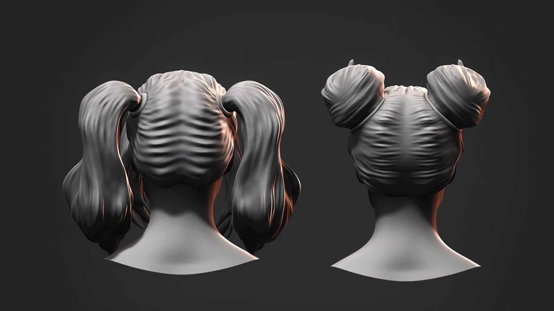 Hair - Low Poly Female Hairstyle Kitbash