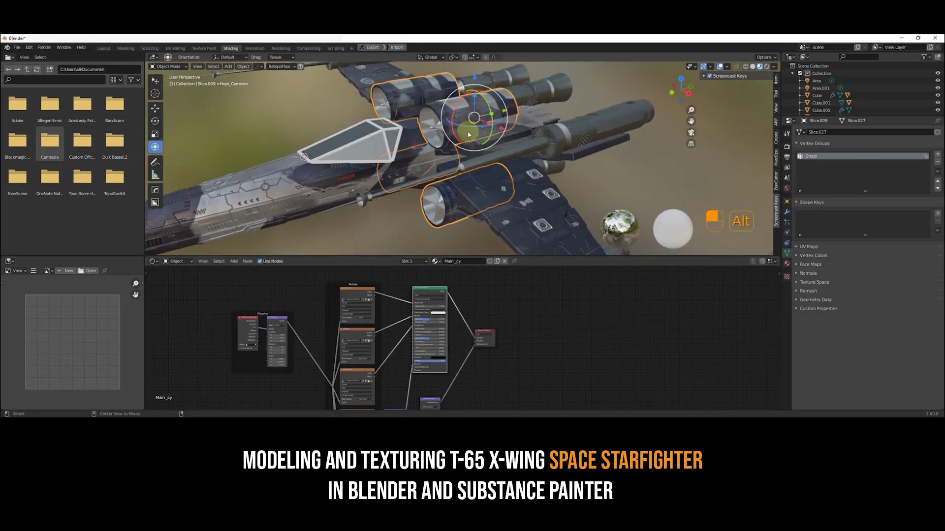 Modeling And Texturing T-65 X-Wing Space Starfighter - 9 Hours Content - 32 Videos