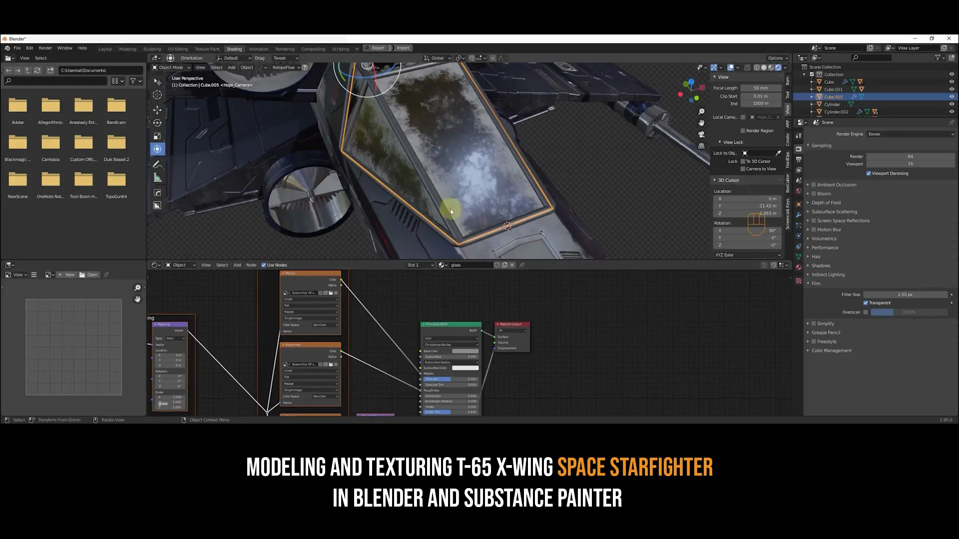 Modeling And Texturing T-65 X-Wing Space Starfighter - 9 Hours Content - 32 Videos