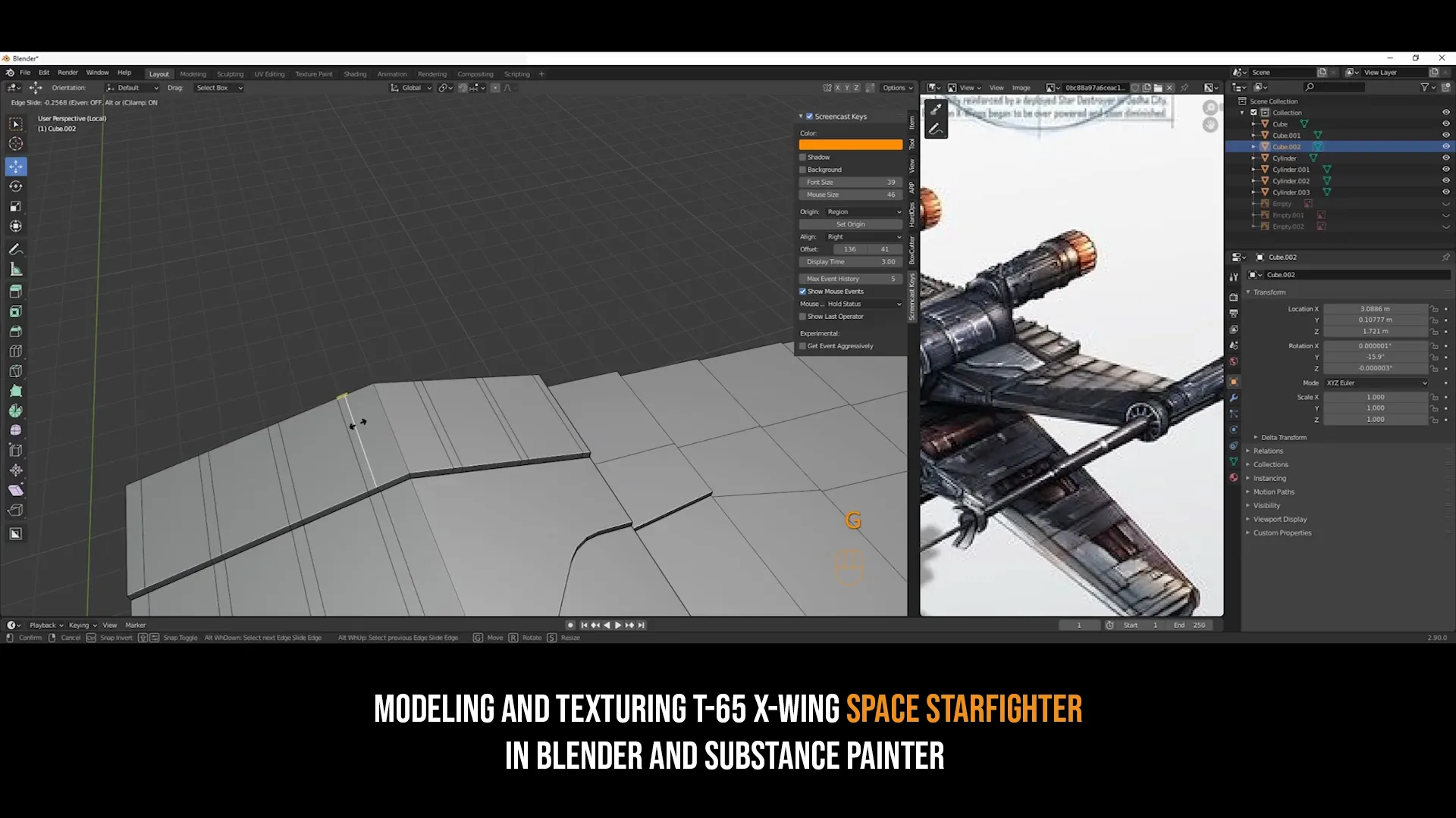 Modeling And Texturing T-65 X-Wing Space Starfighter - 9 Hours Content - 32 Videos