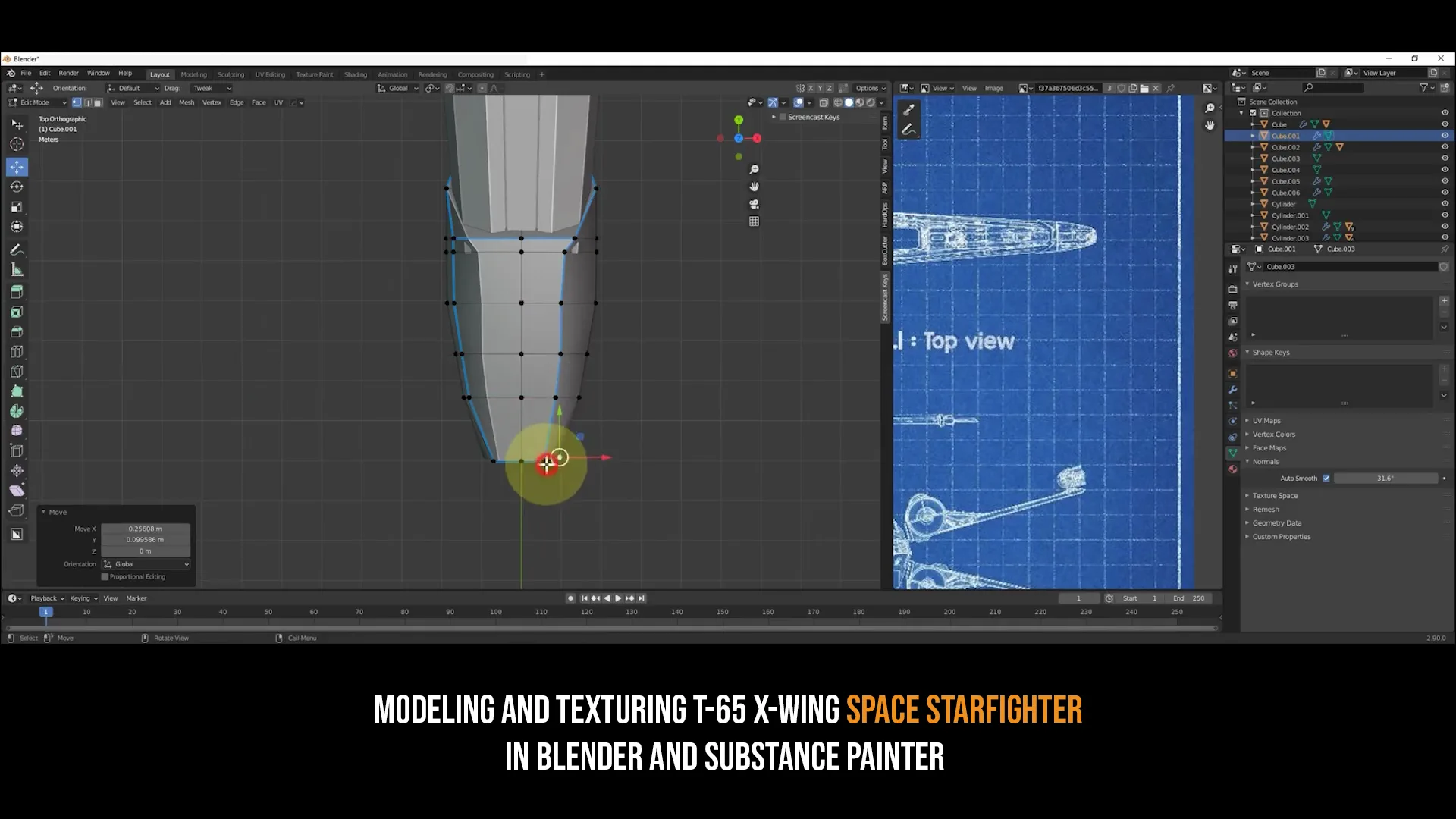 Modeling And Texturing T-65 X-Wing Space Starfighter - 9 Hours Content - 32 Videos