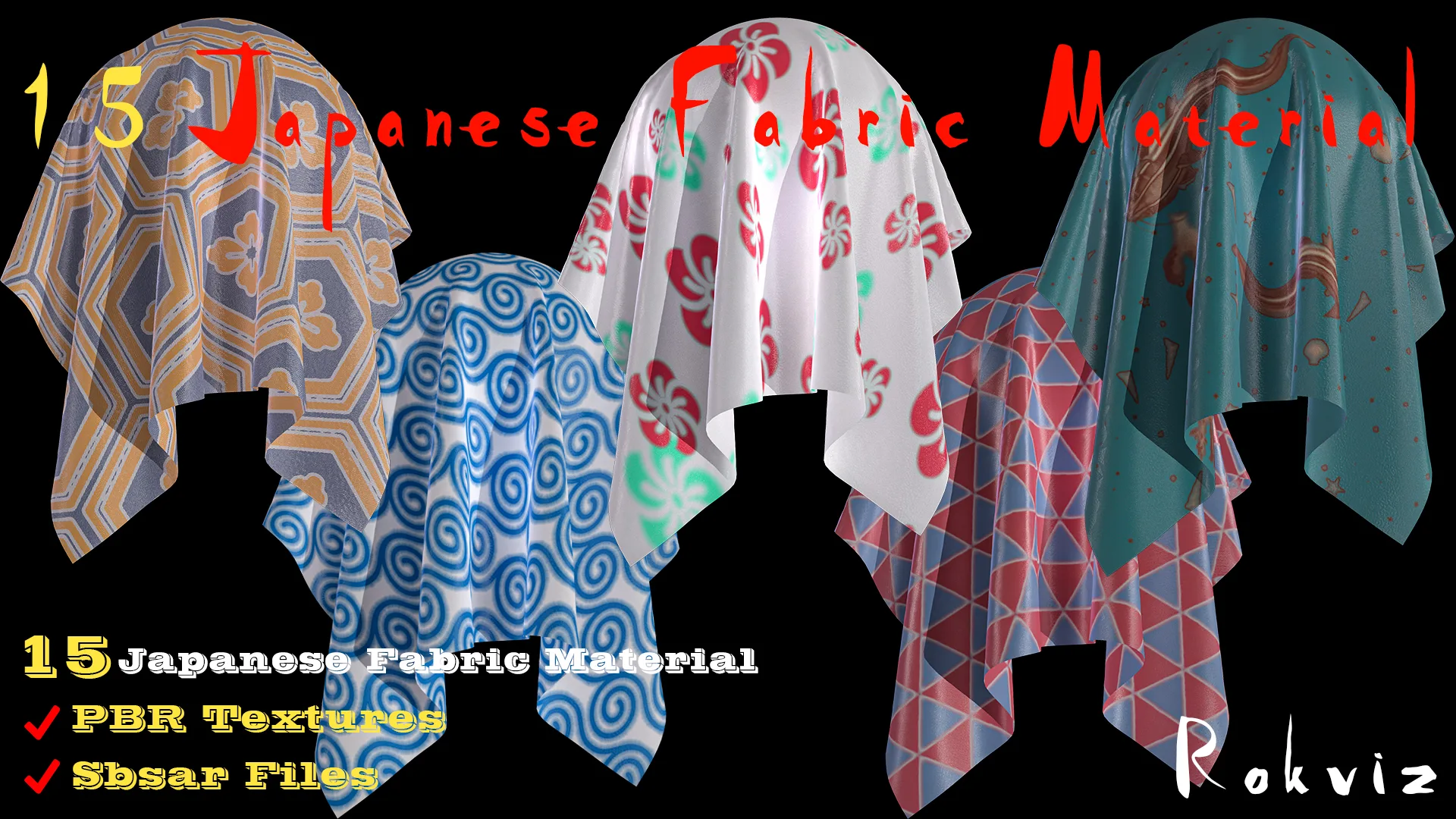 15 PBR Japanese Fabric Material + SBSAR