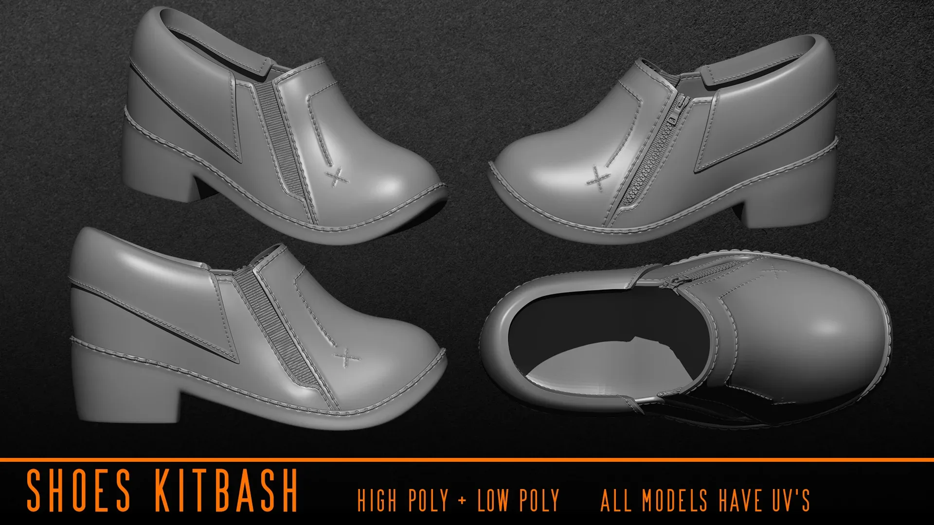 Shoes Kitbash ( OBJ / ZTL / Fbx )