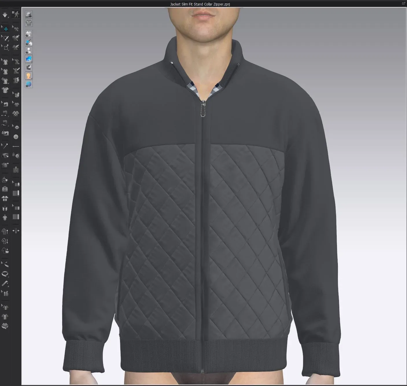 Jacket Slim Fit Stand Collar Zipper, marvelous designer,clo3d