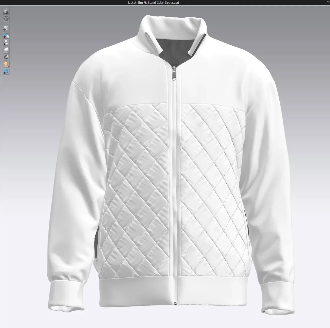 Jacket Slim Fit Stand Collar Zipper, marvelous designer,clo3d