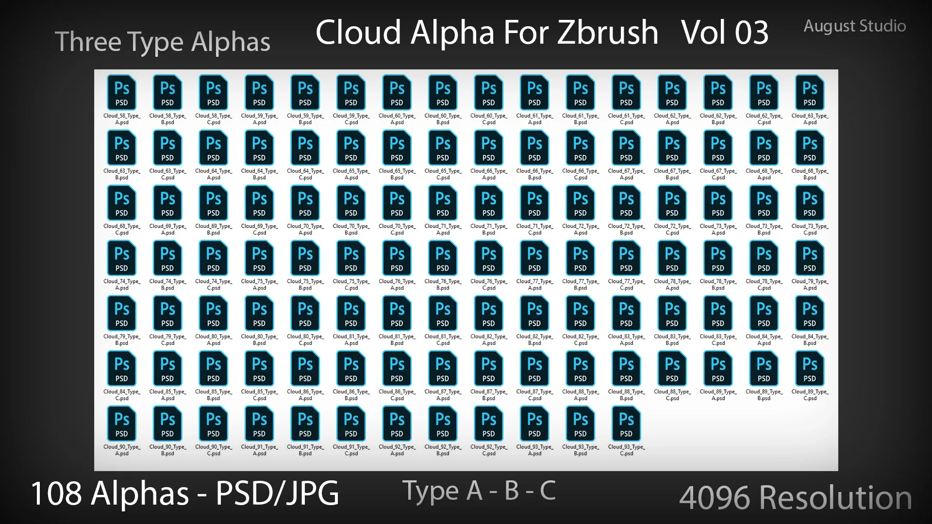 Cloud Alphas For Zbrush - Vol 03