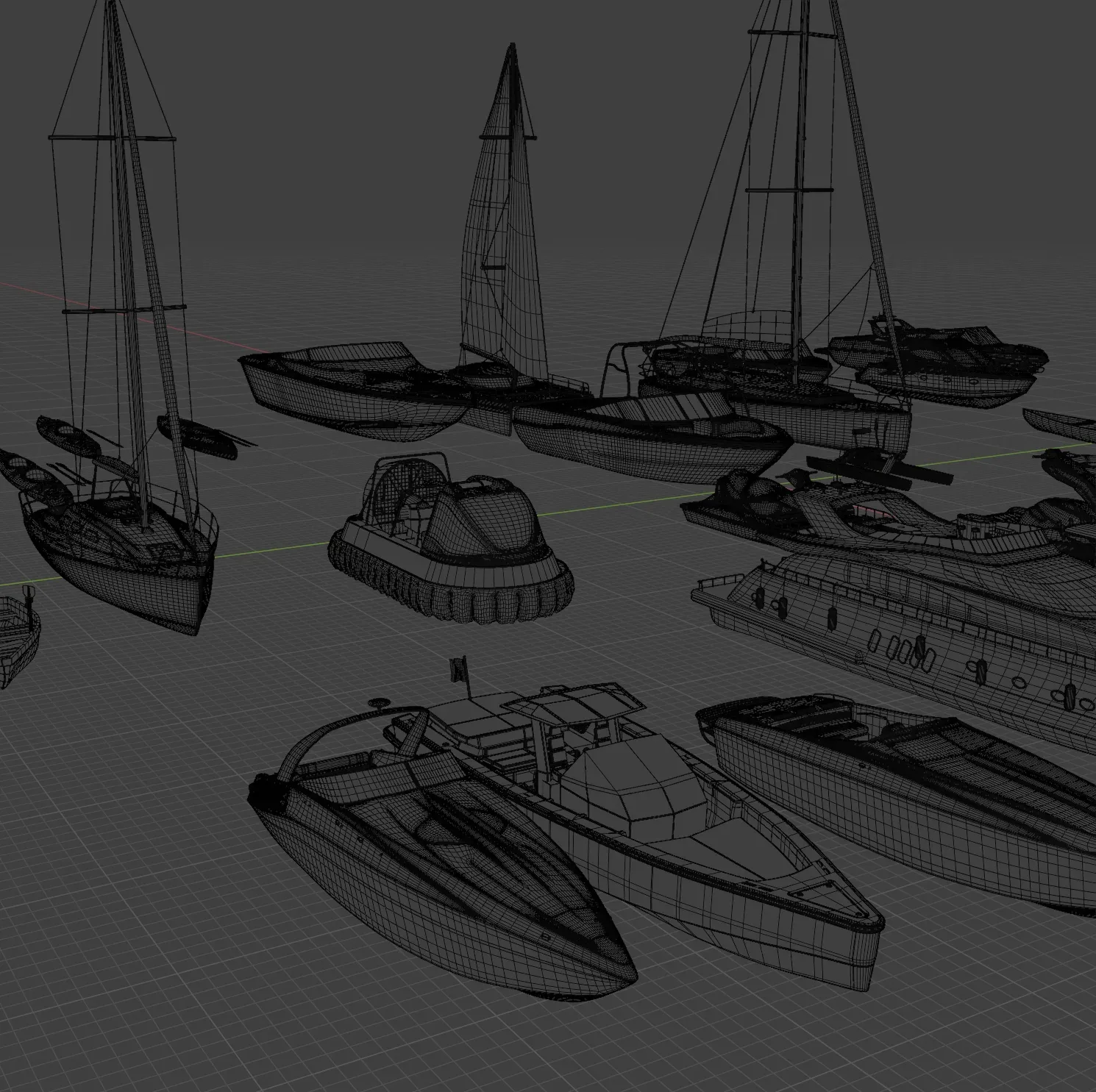 3D boats ships motors