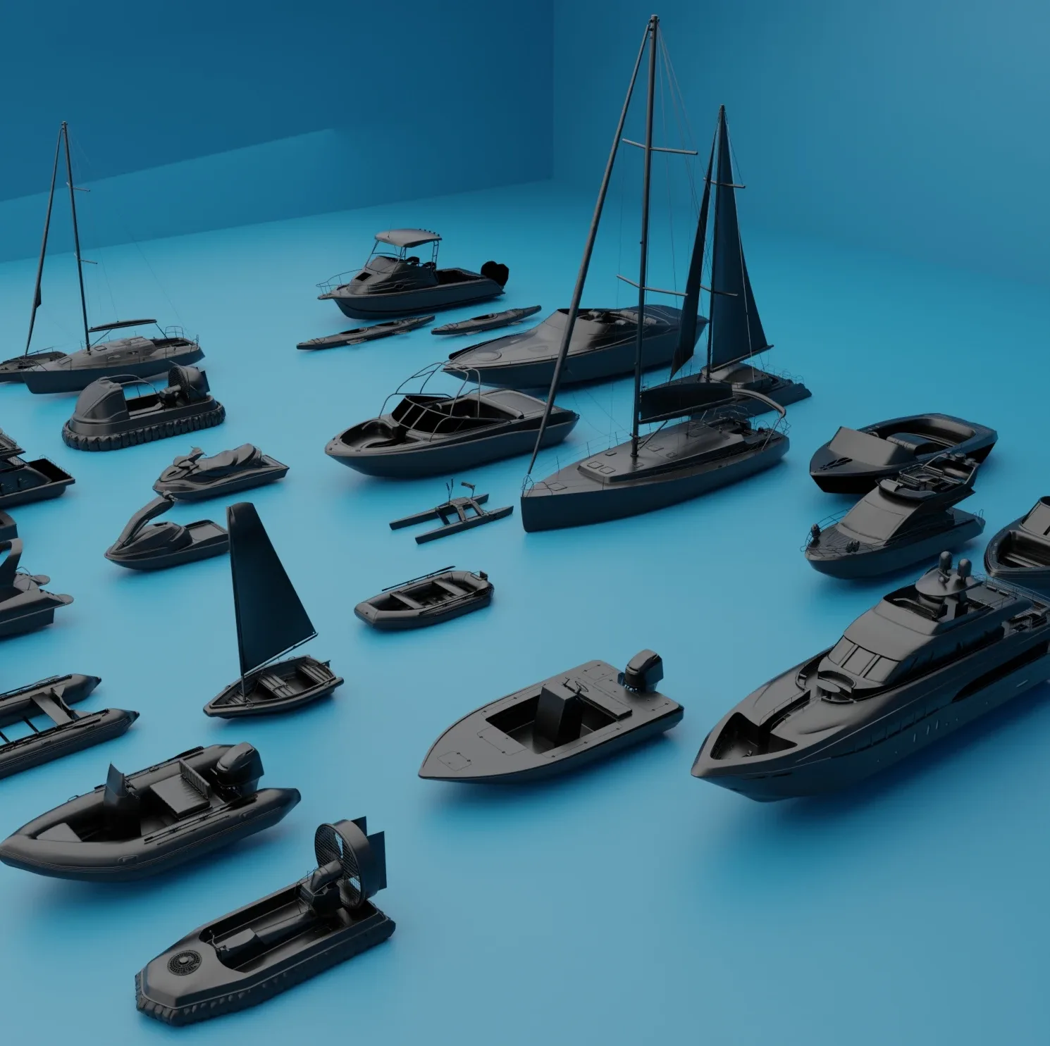 3D boats ships motors