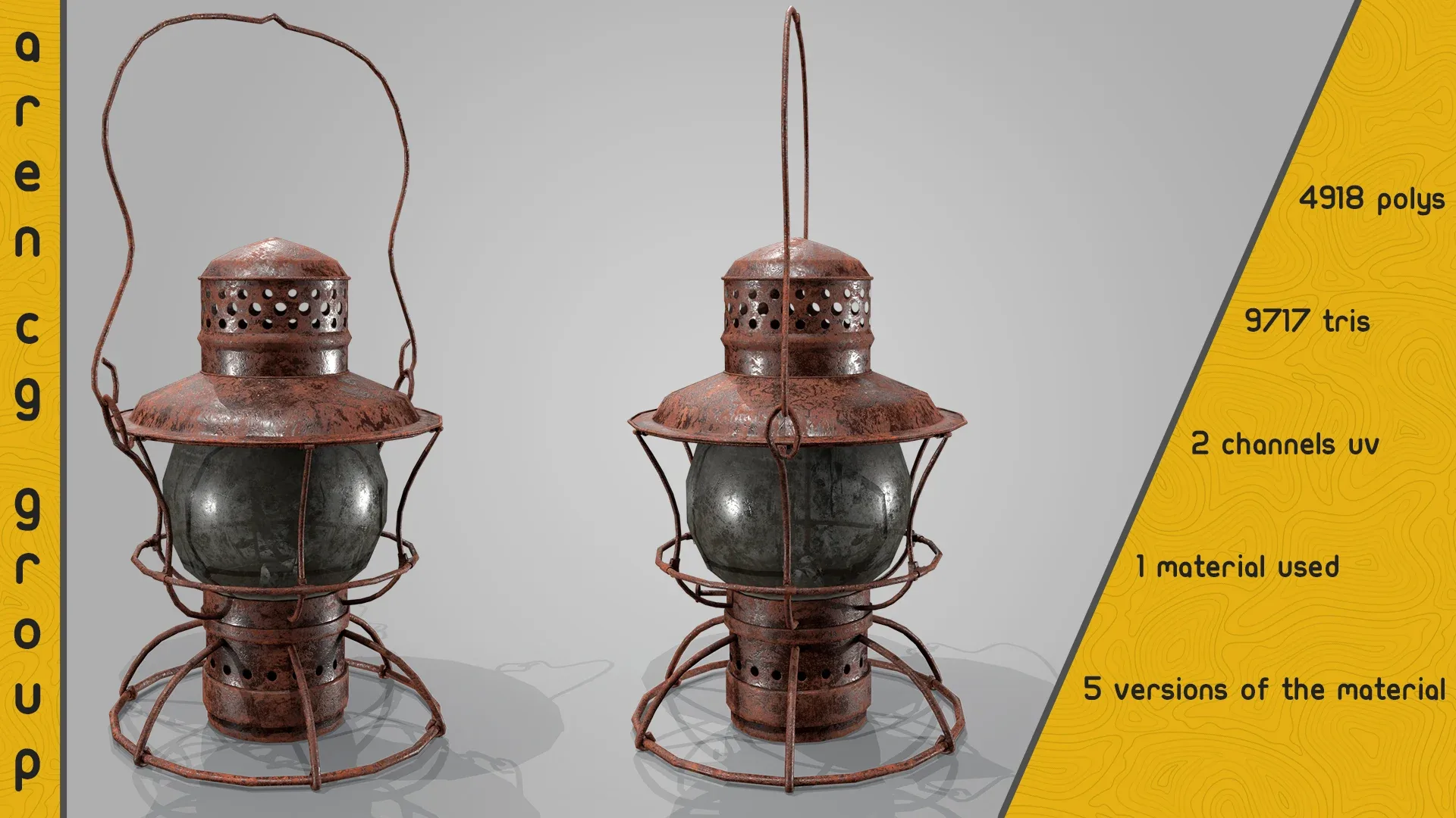 Old rusted Lantern 01 - Game ready