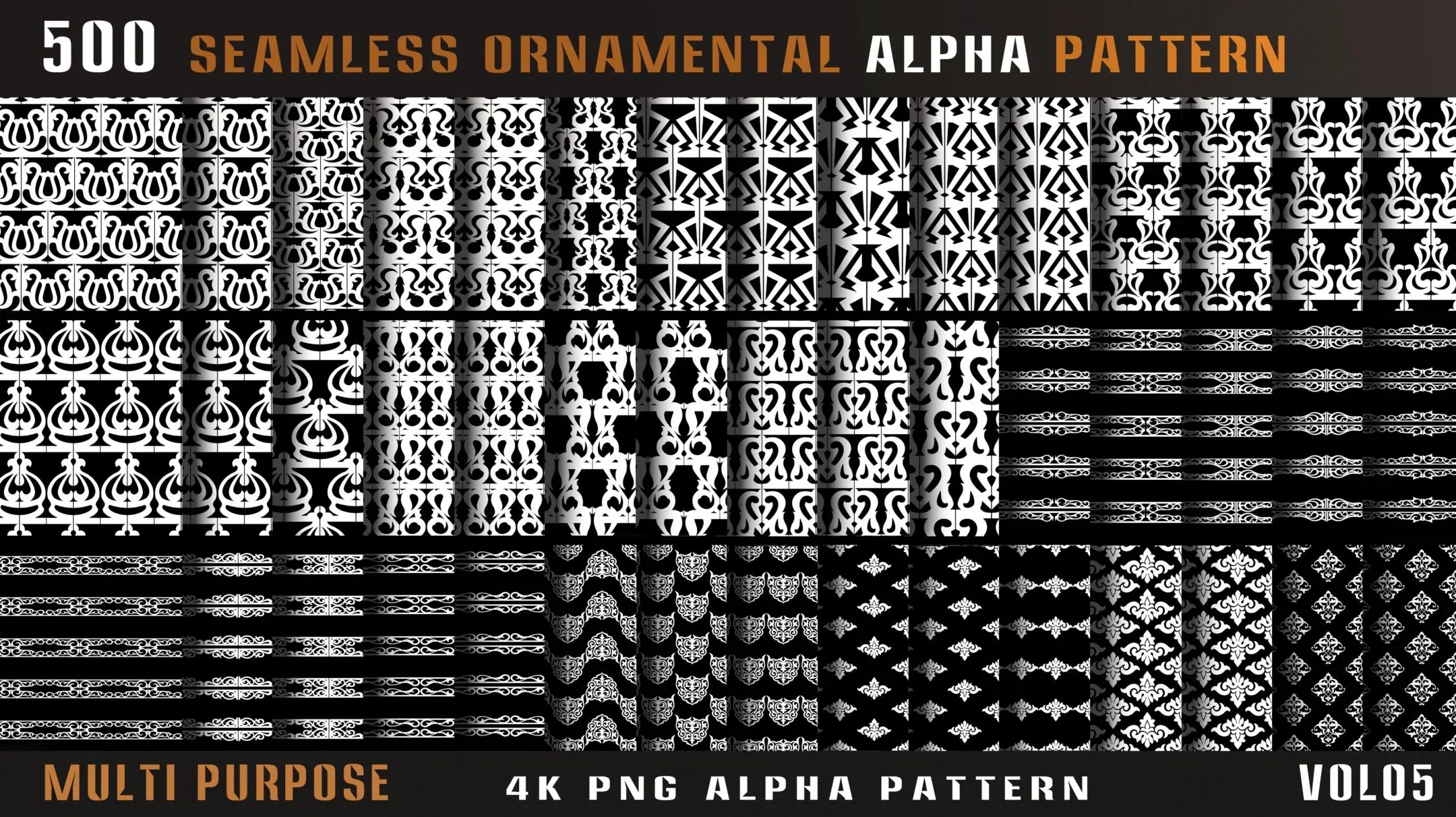 500 seamless ornamental alpha pattern-Vol05