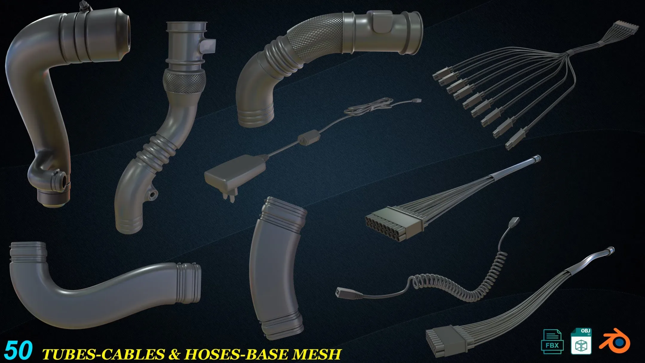 50 Tubes-Cables &amp; Hoses_Base Mesh