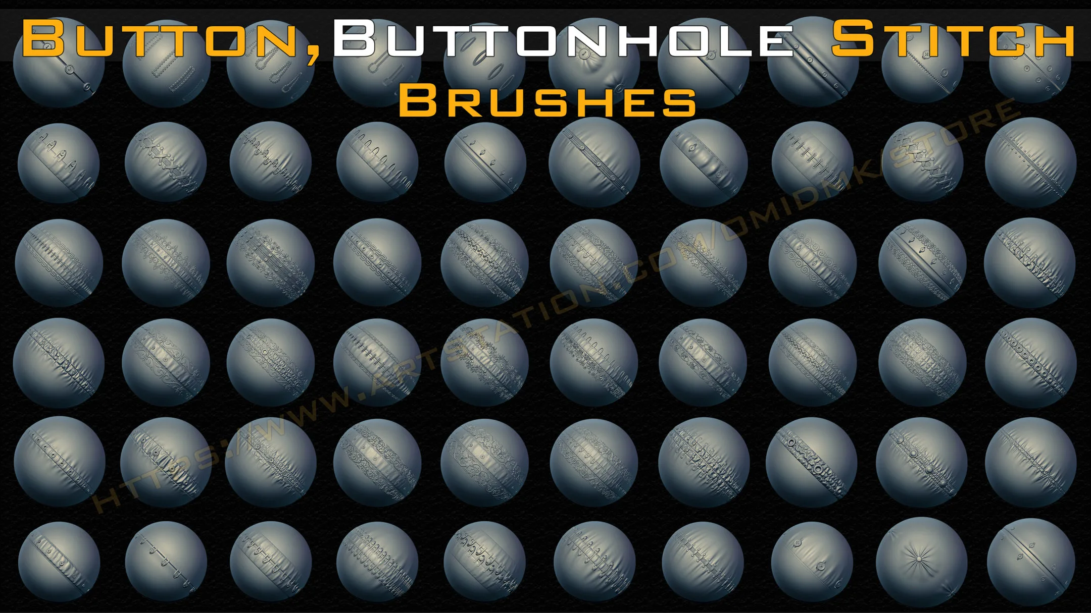 60 Button and Buttonhole Stitch brushes (4K) +Alpha -Vol 01