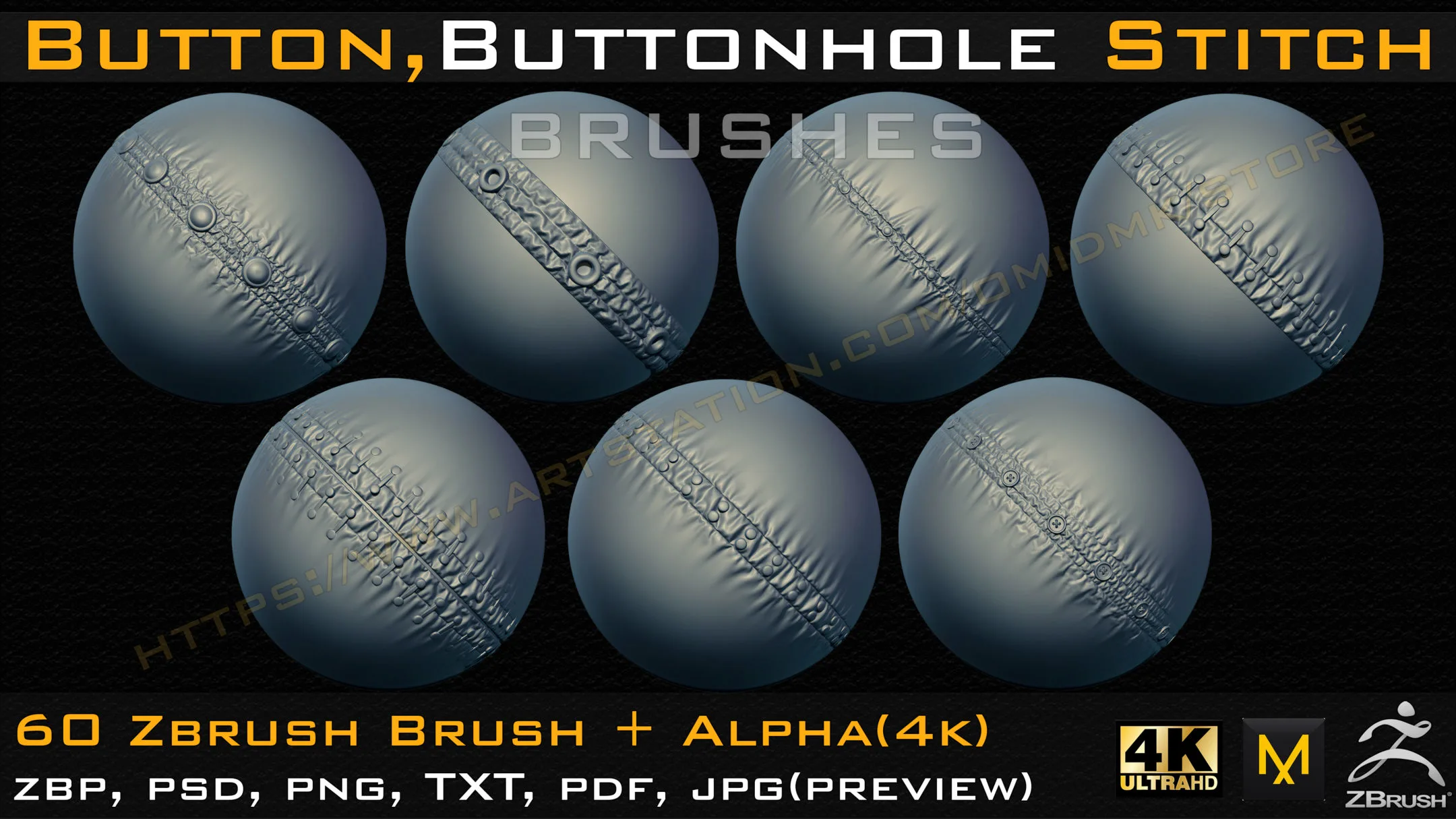 60 Button and Buttonhole Stitch brushes (4K) +Alpha -Vol 01