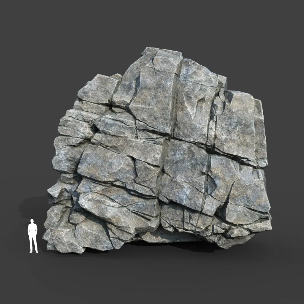 Low poly Gray Cracked Modular Rock 220112