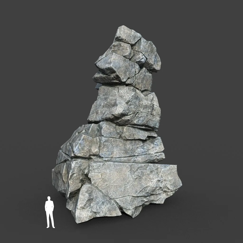 Low poly Gray Cracked Modular Rock 220112