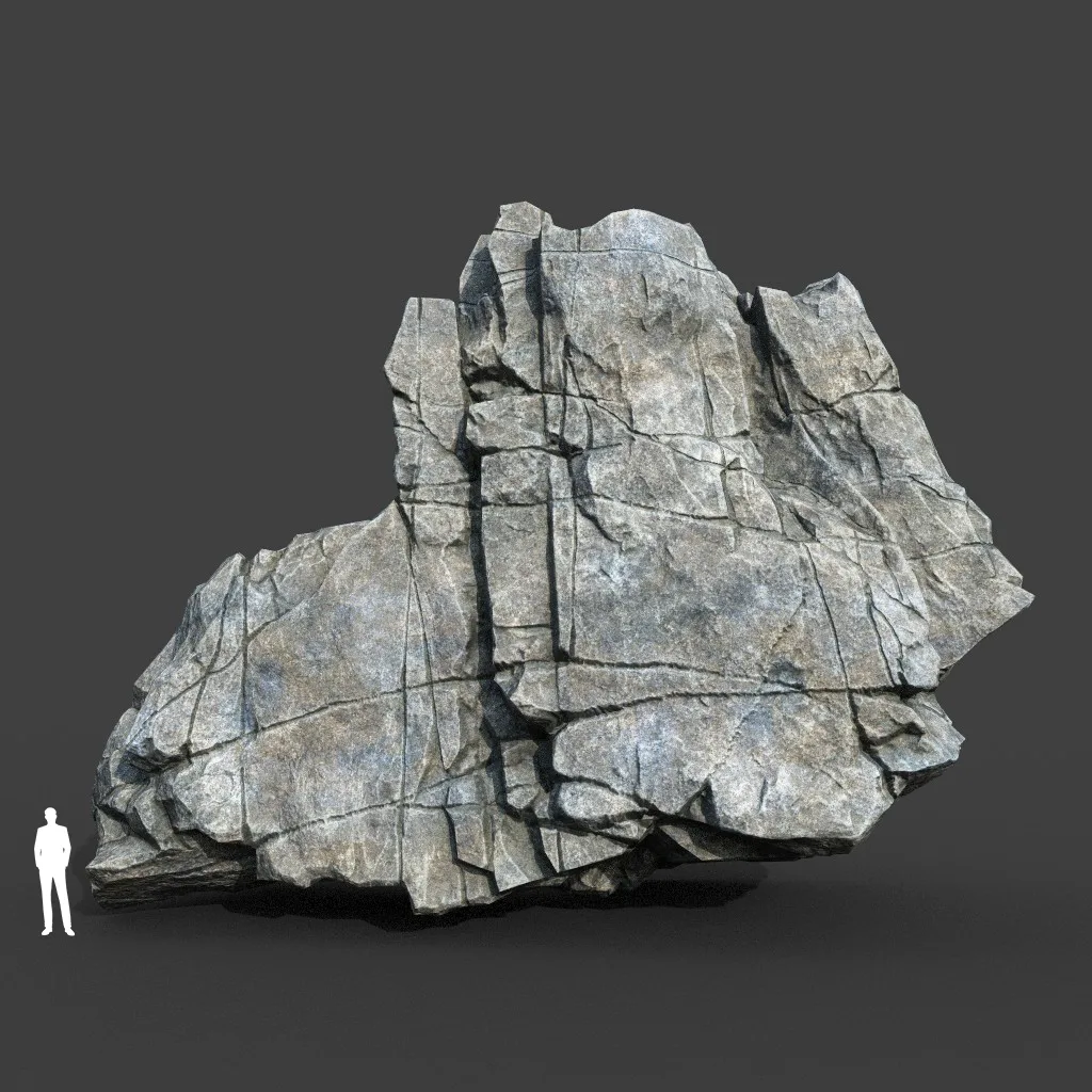 Low poly Gray Cracked Modular Rock 220112