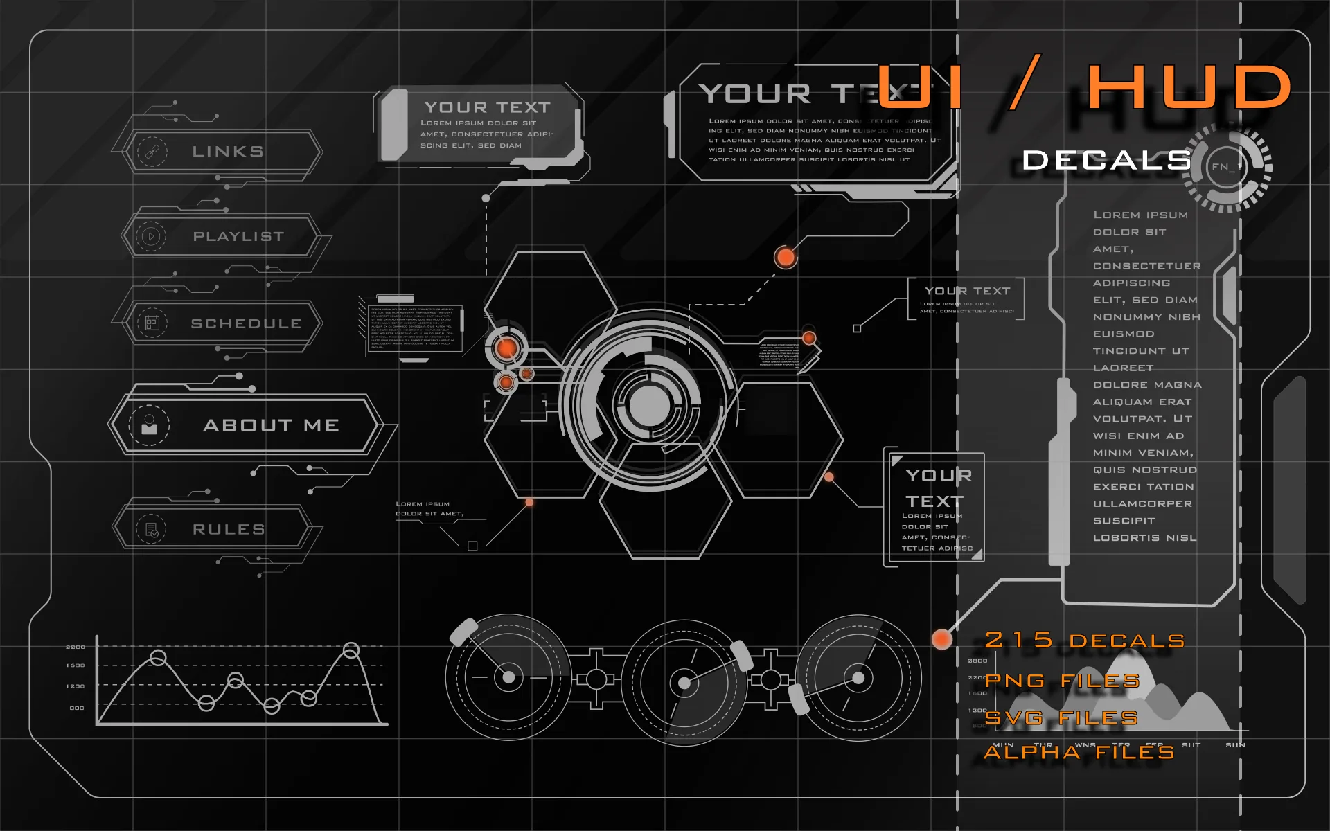 215 + UI / HUD scifi decals/vol.01