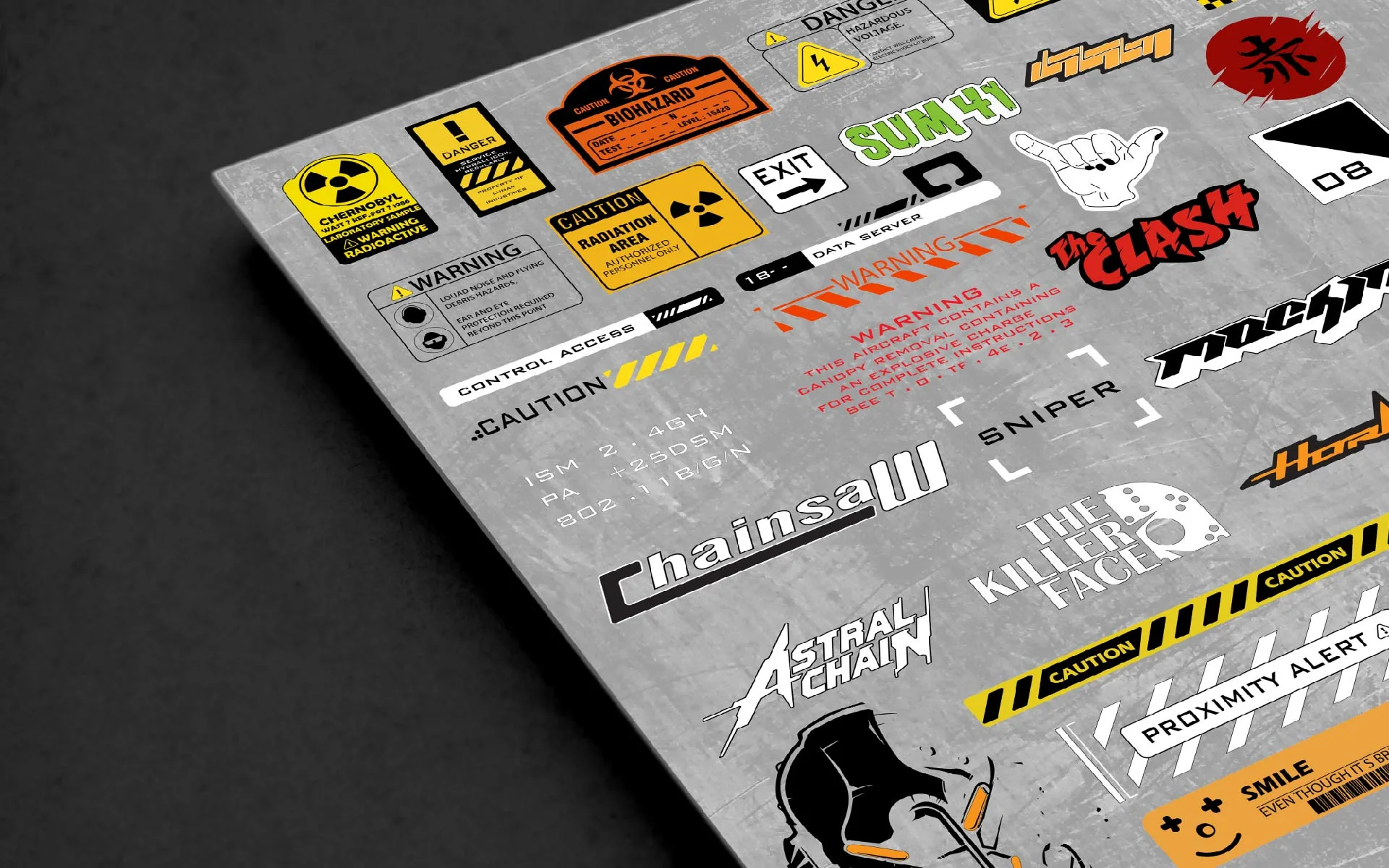 205 + scifi ghraphics/cyberpunk/industrial decals bundle /vol 02