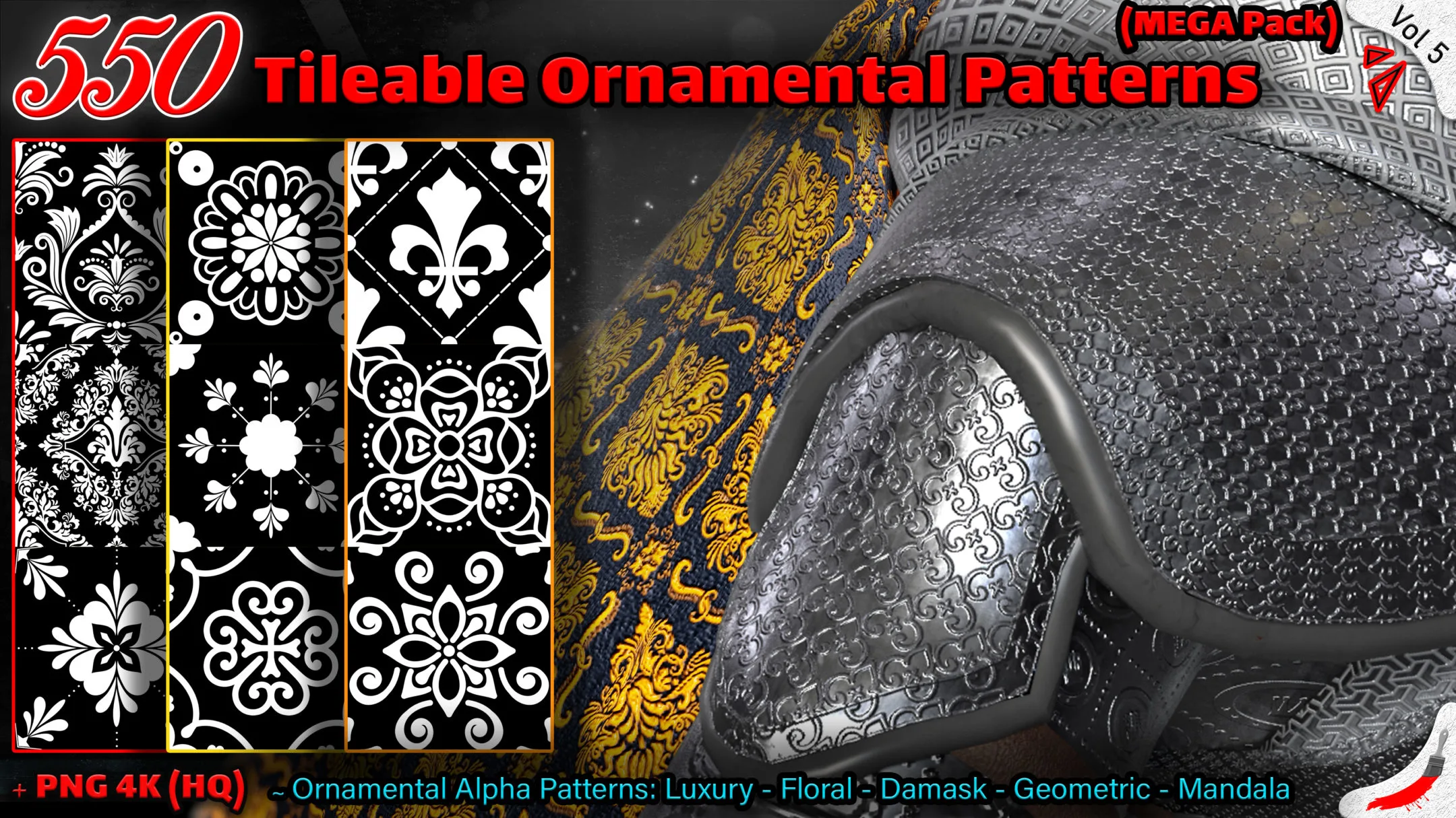 50 FREE Tileable Ornamental Patterns (Part of Vol 5)