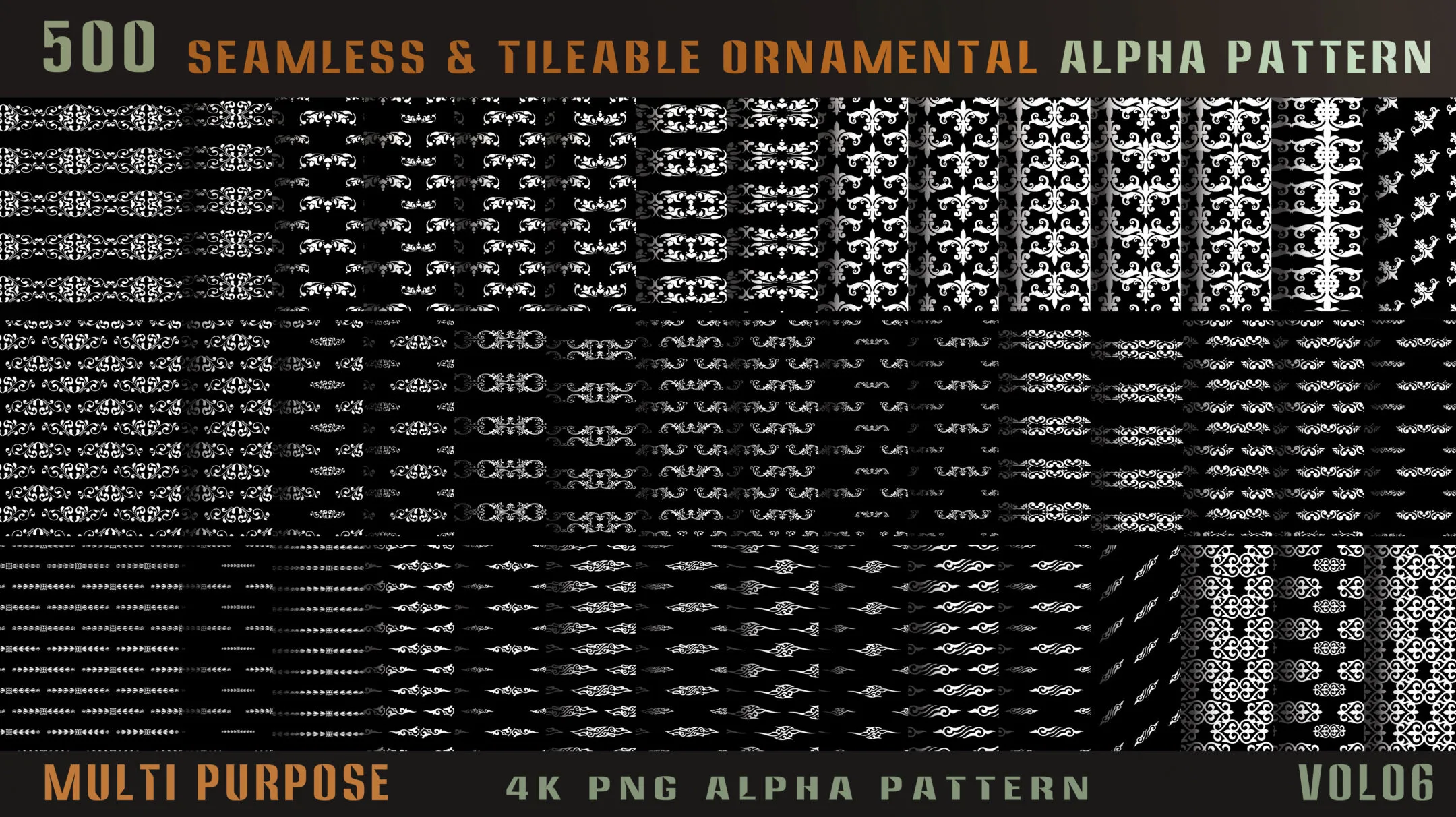 500 seamless and tileable ornamental alpha pattern-Vol06