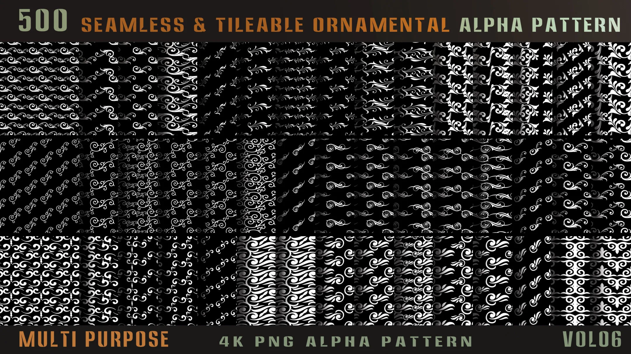 500 seamless and tileable ornamental alpha pattern-Vol06