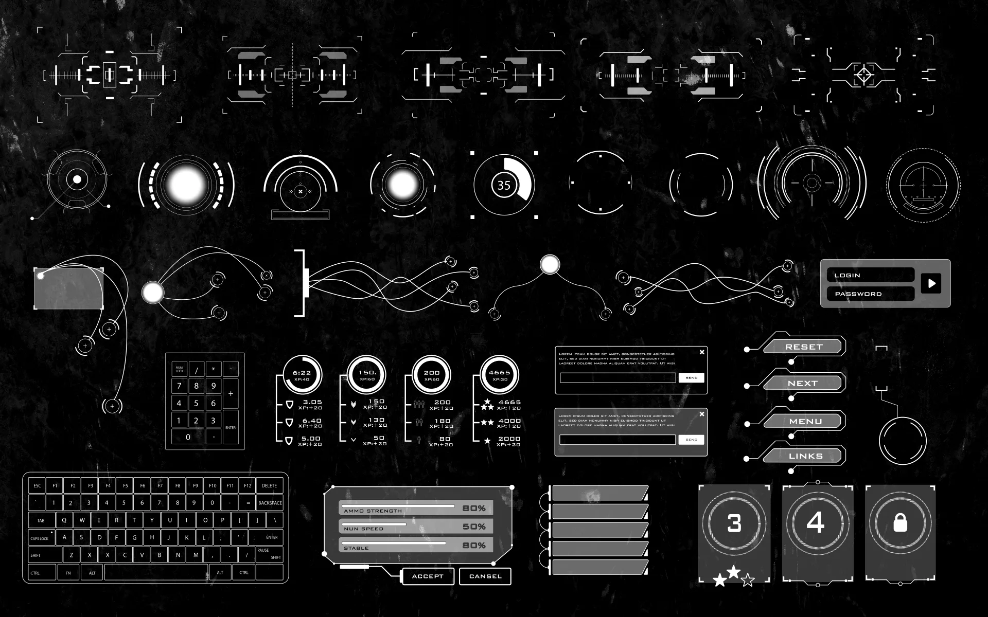 215 + ui / hud scifi graphic decals / vol 03