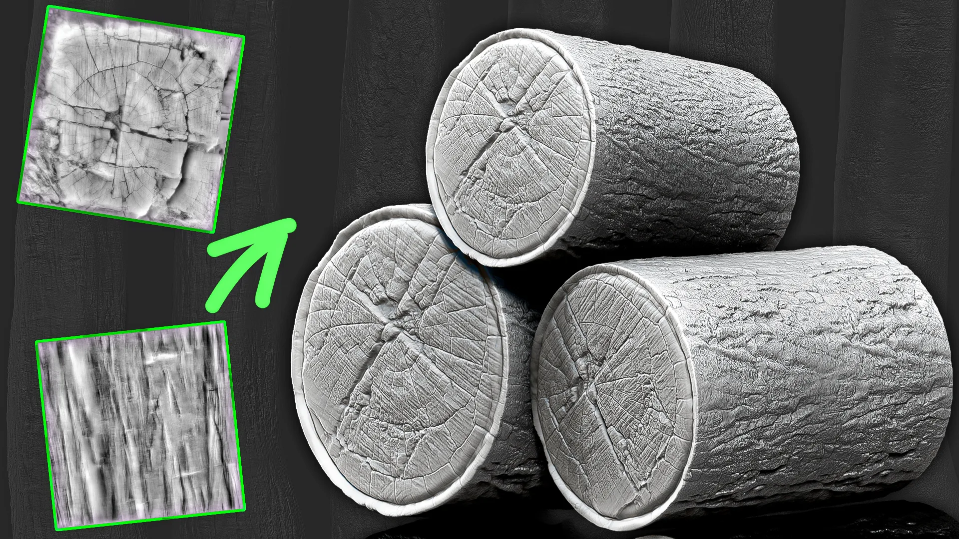 35 Tree Bark Alphas (ZBrush, Substance)