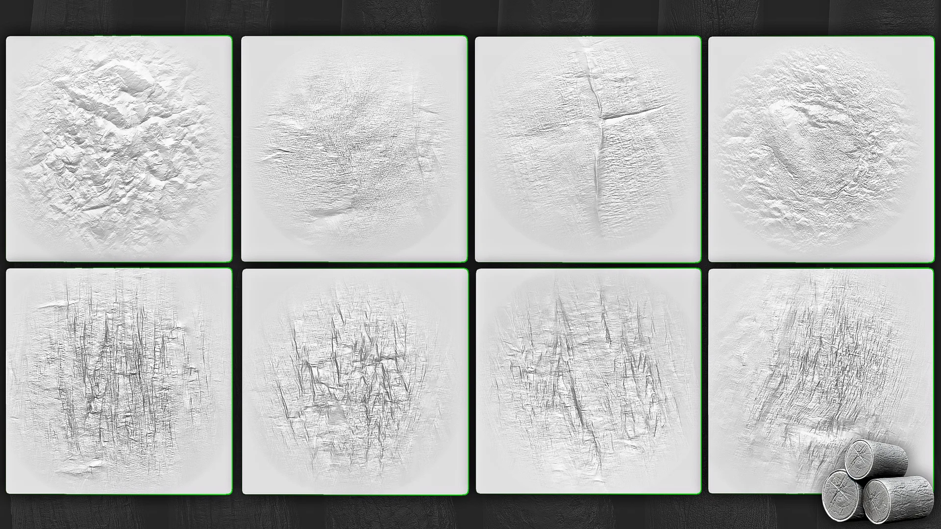 35 Tree Bark Alphas (ZBrush, Substance)