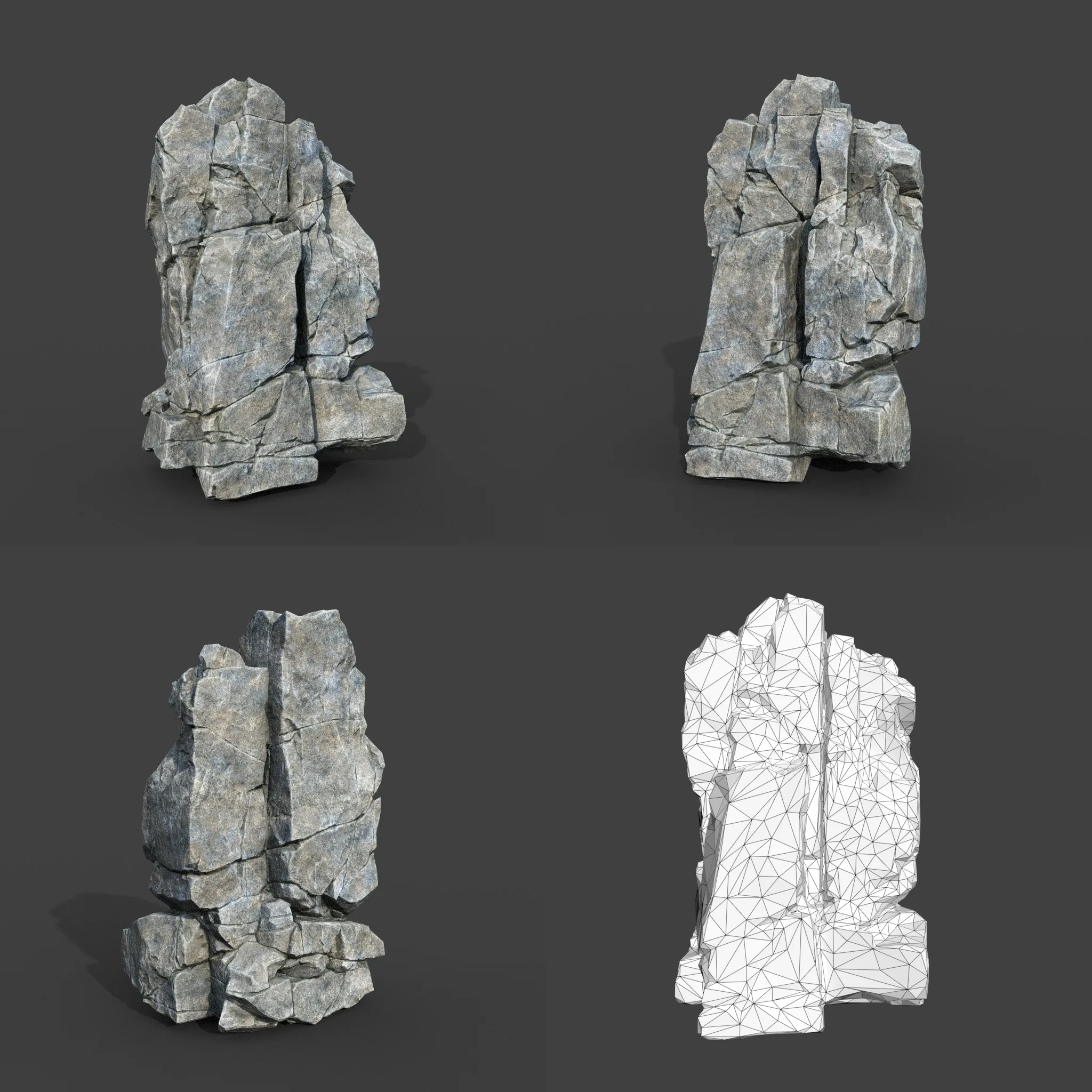 Low poly Gray Cracked Modular Rock 220118