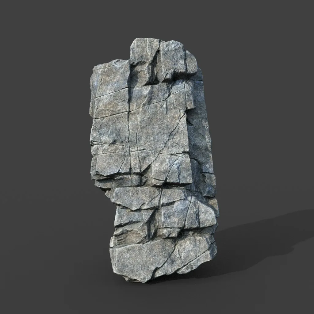 Low poly Gray Cracked Modular Rock 220118