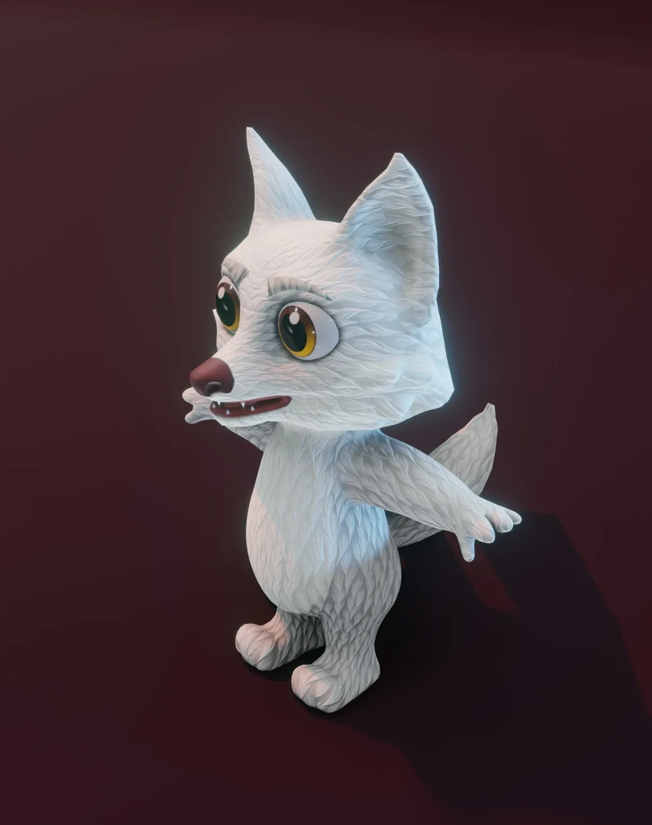 Cartoon Arctic Fox Animated 3D Model