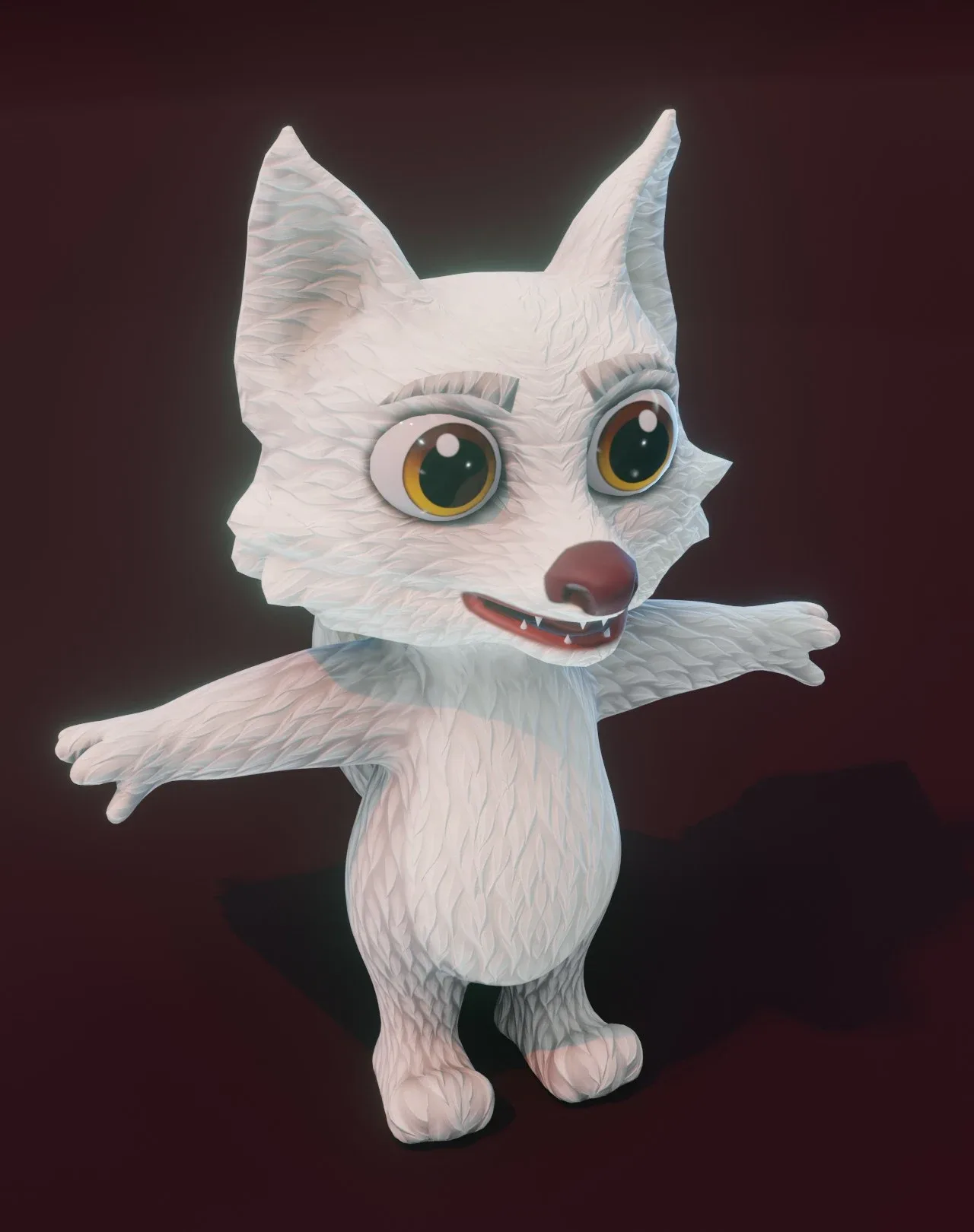 Cartoon Arctic Fox Animated 3D Model