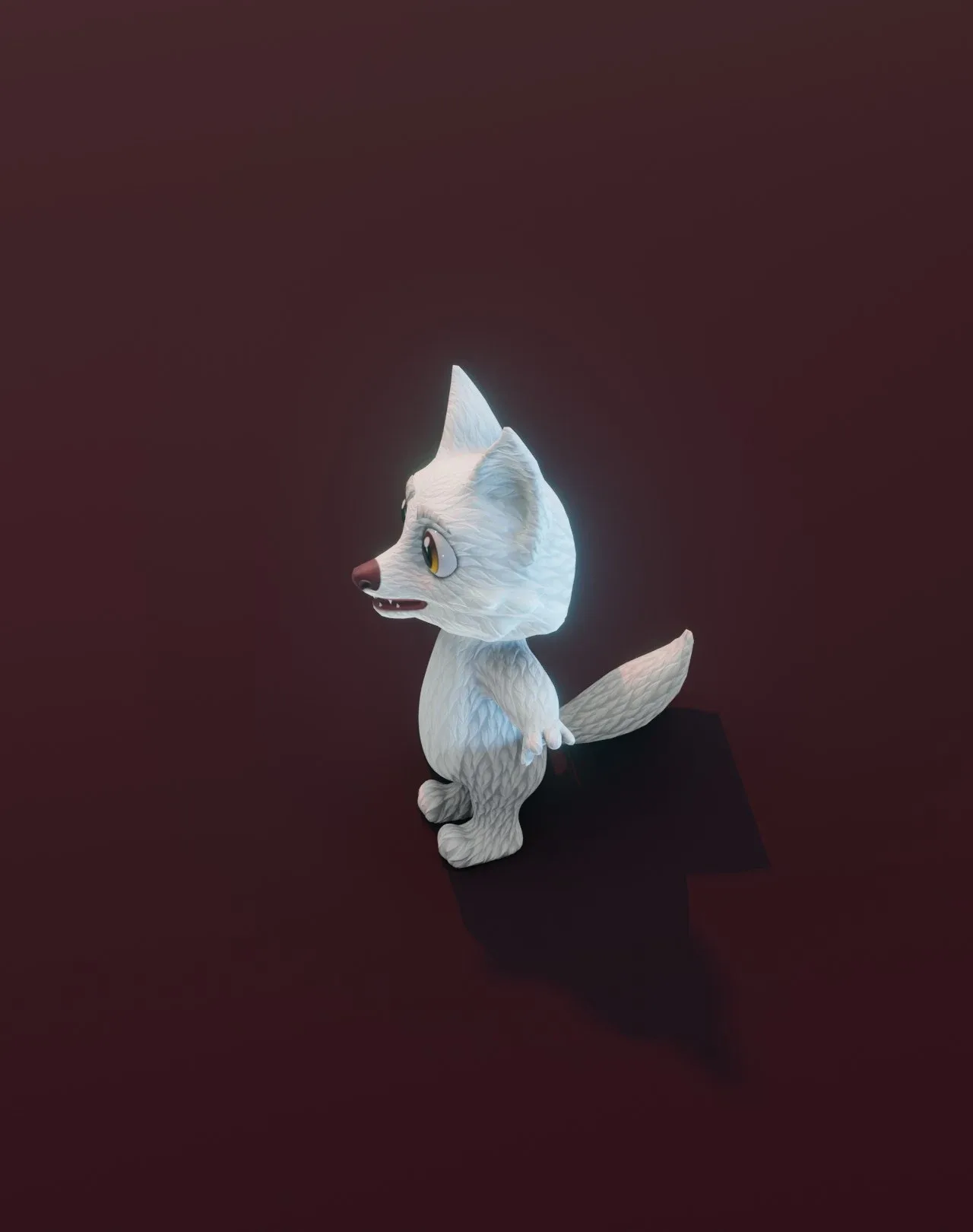 Cartoon Arctic Fox Animated 3D Model