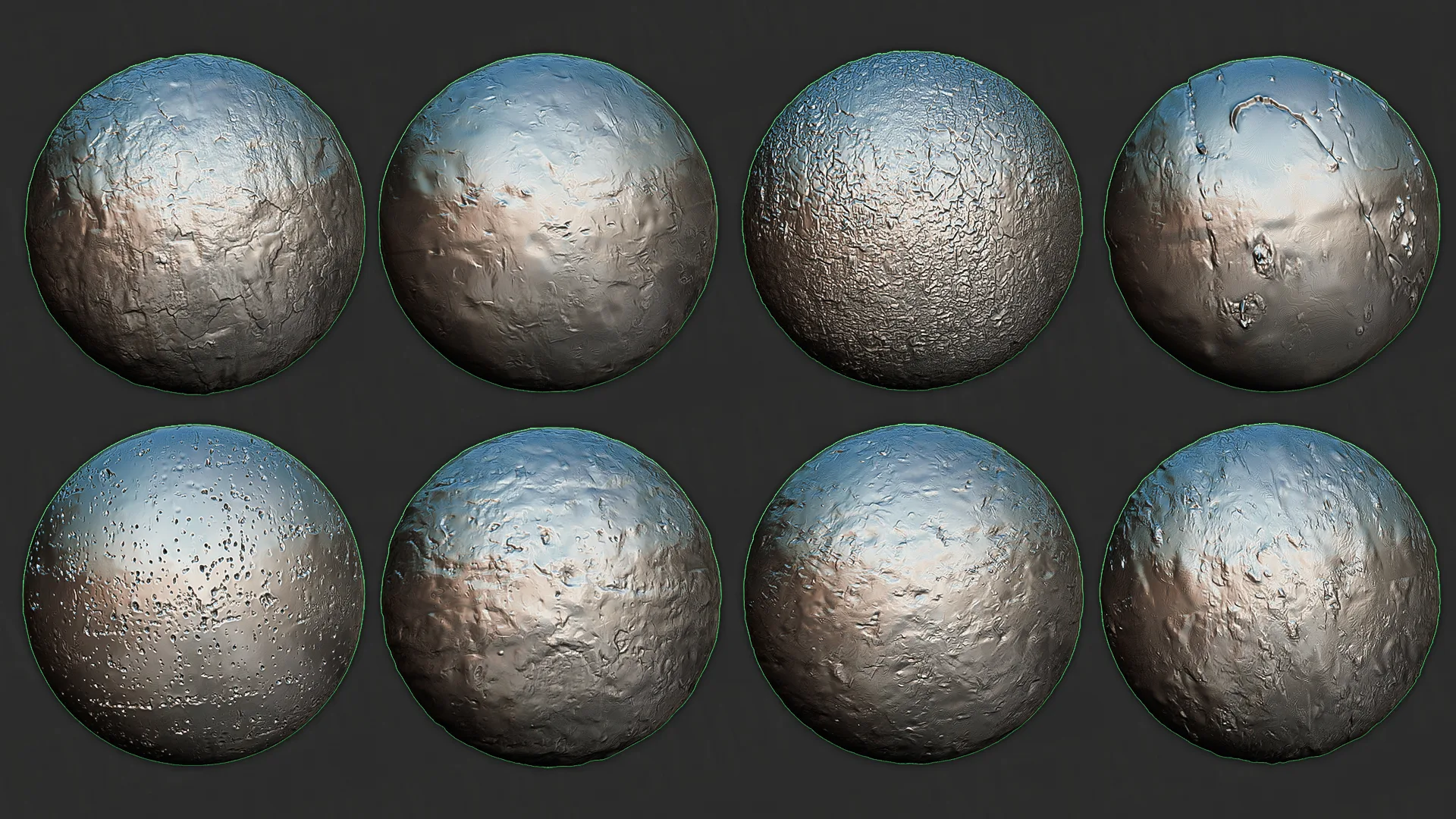 Metal Surface Alphas for ZBrush (Normal Map, 2K, Tileable)