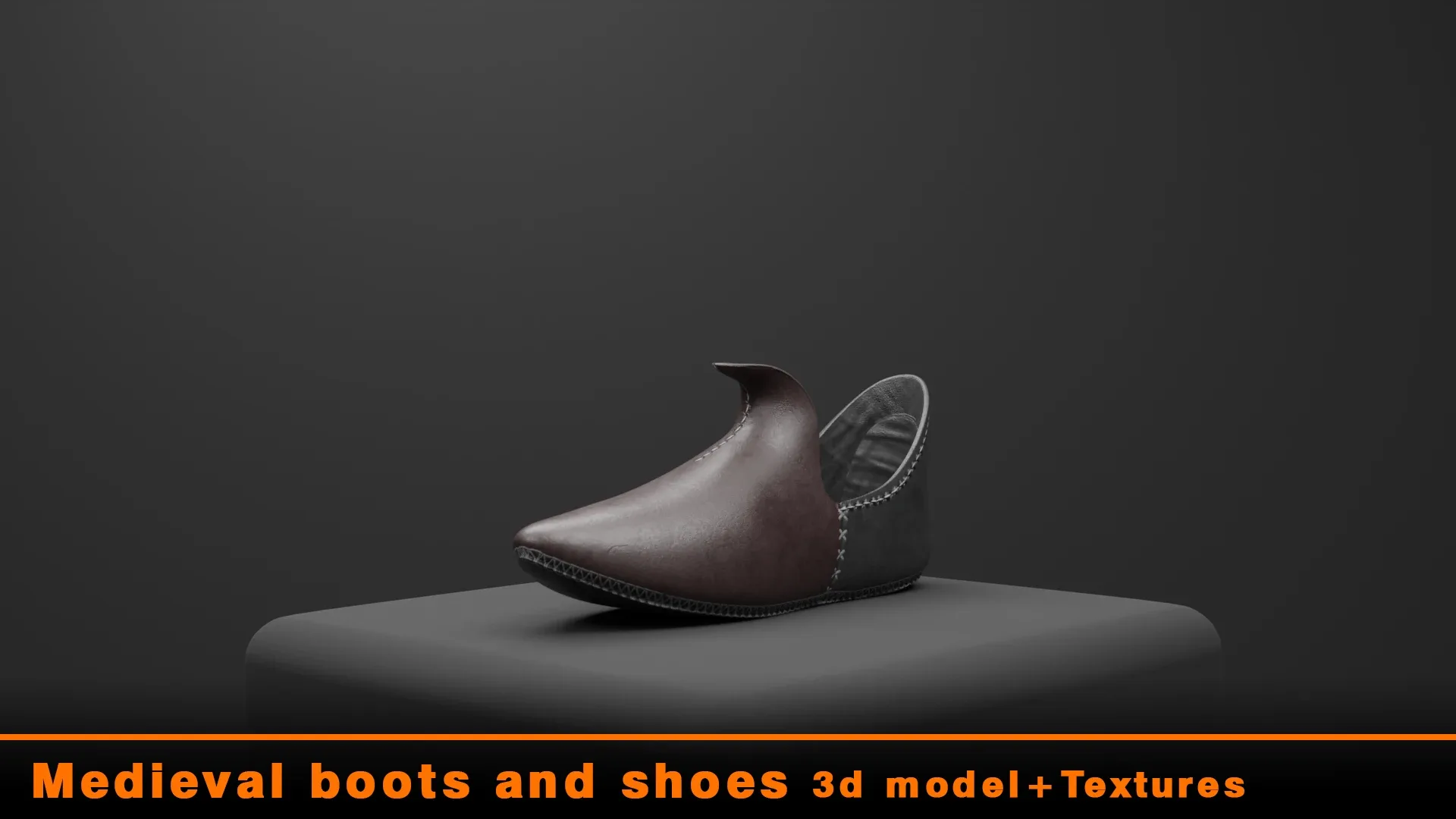 Medieval boots and shoes 3d model + Textures