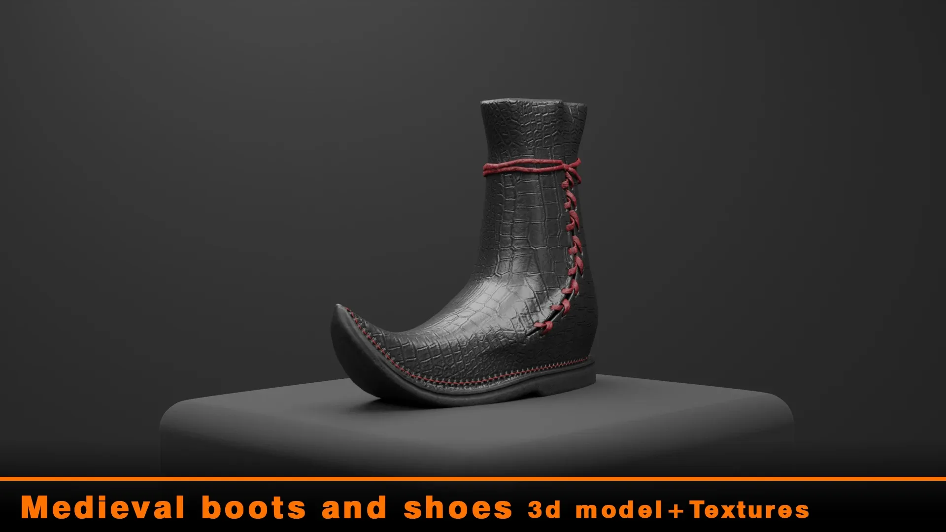 Medieval boots and shoes 3d model + Textures