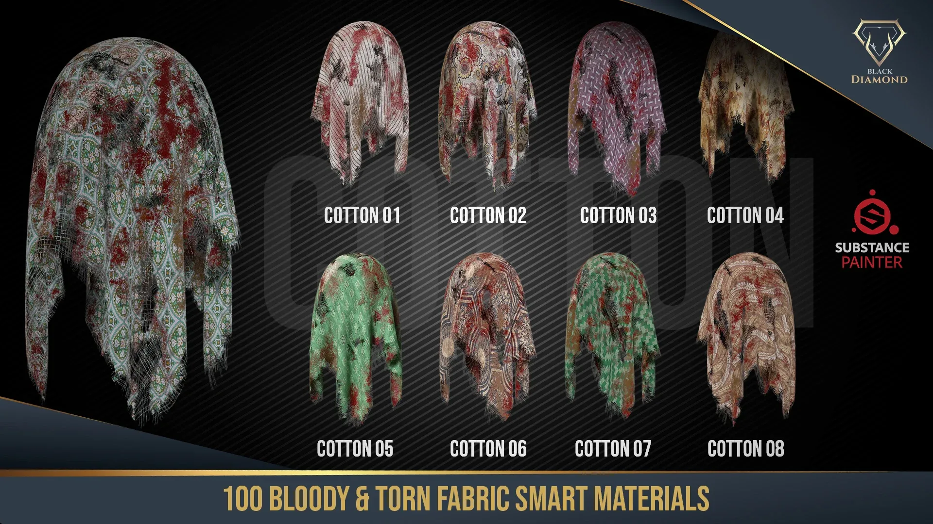 100 Torn and Bloody Fabric Smart Materials