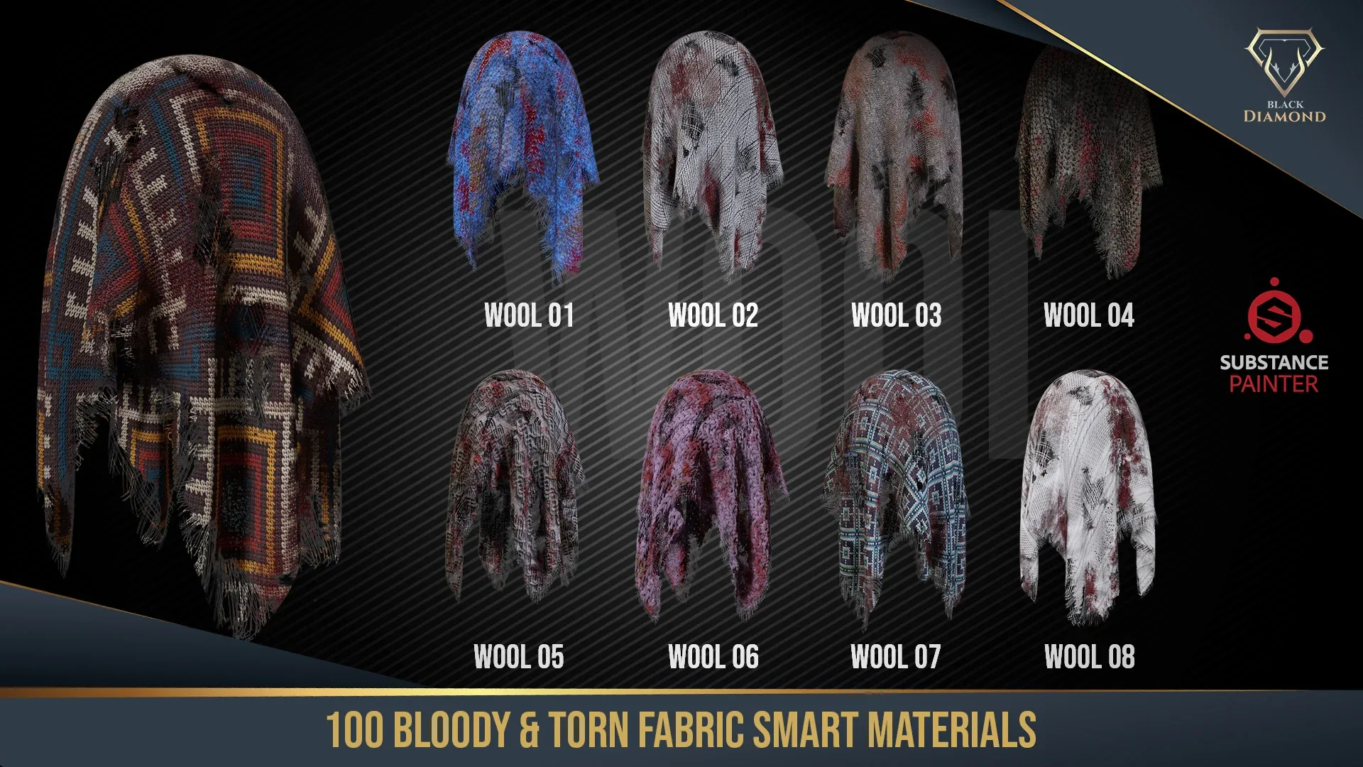 100 Torn and Bloody Fabric Smart Materials