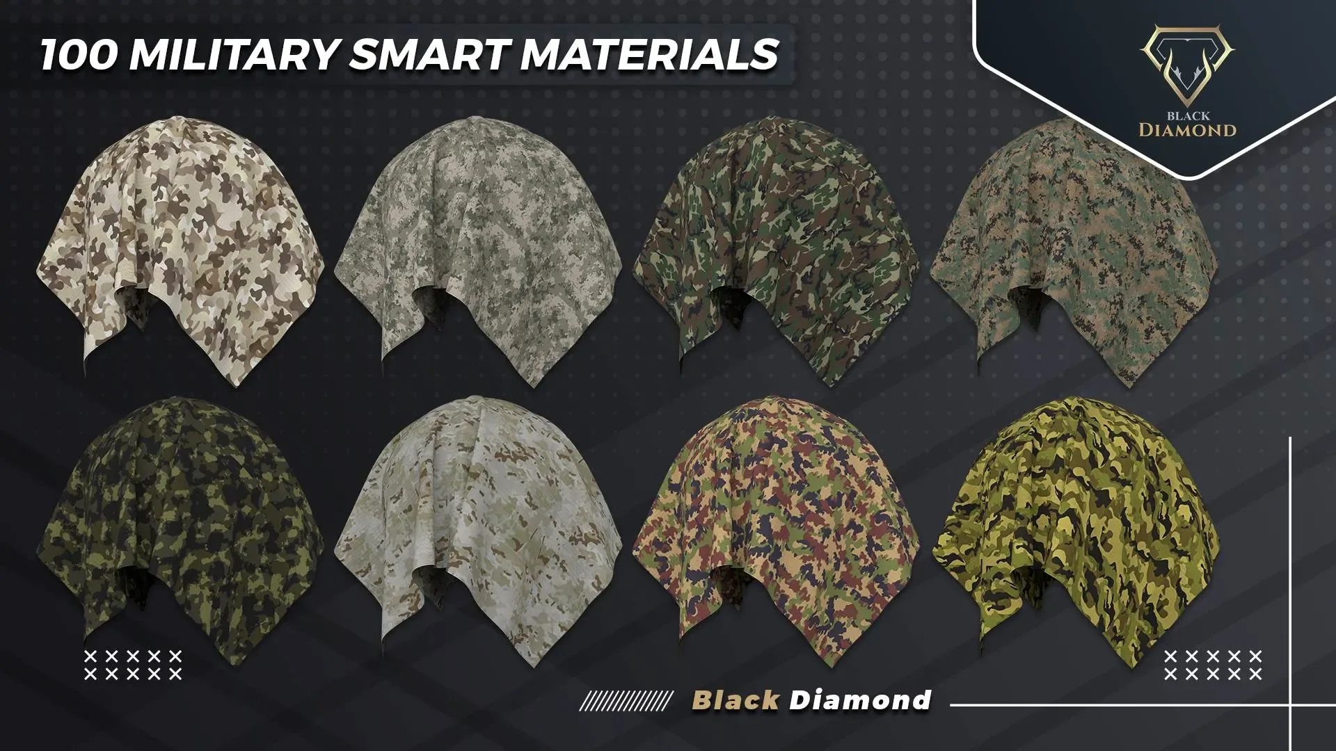 100 Military Fabric Smart Materials with high details