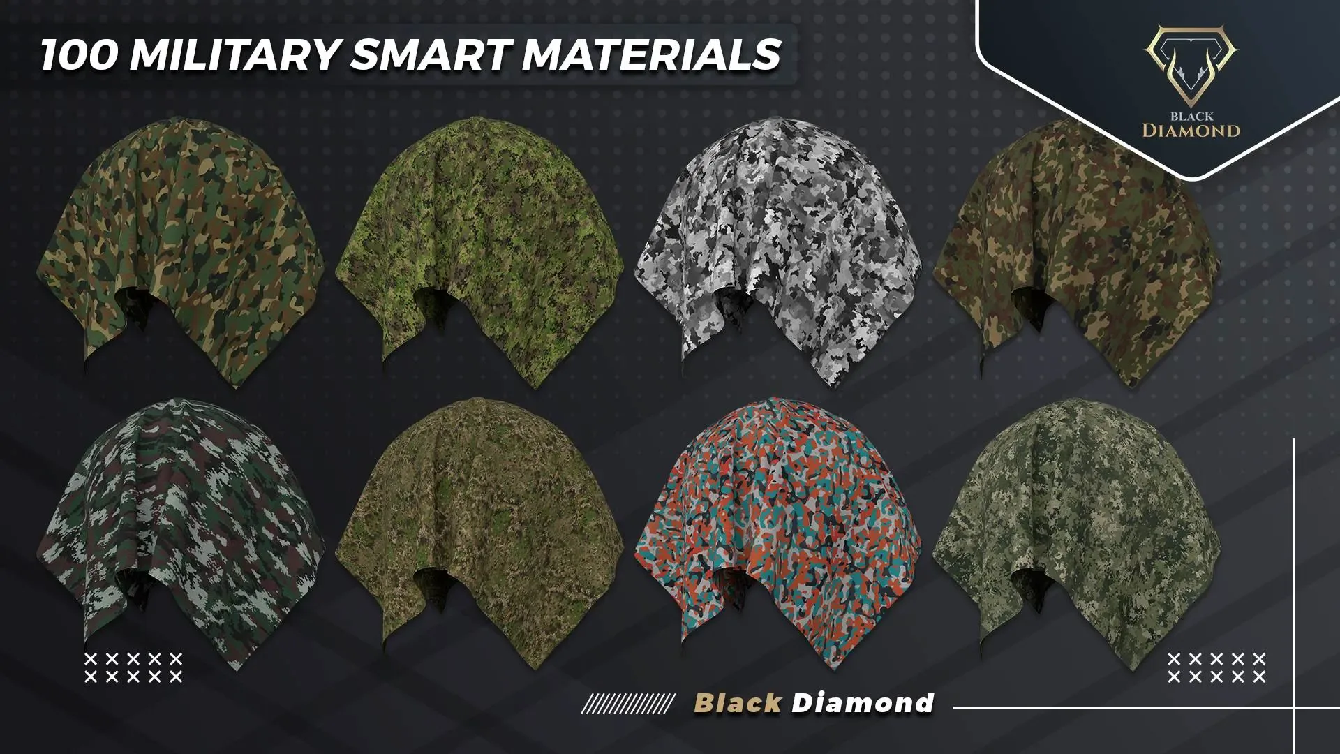100 Military Fabric Smart Materials with high details
