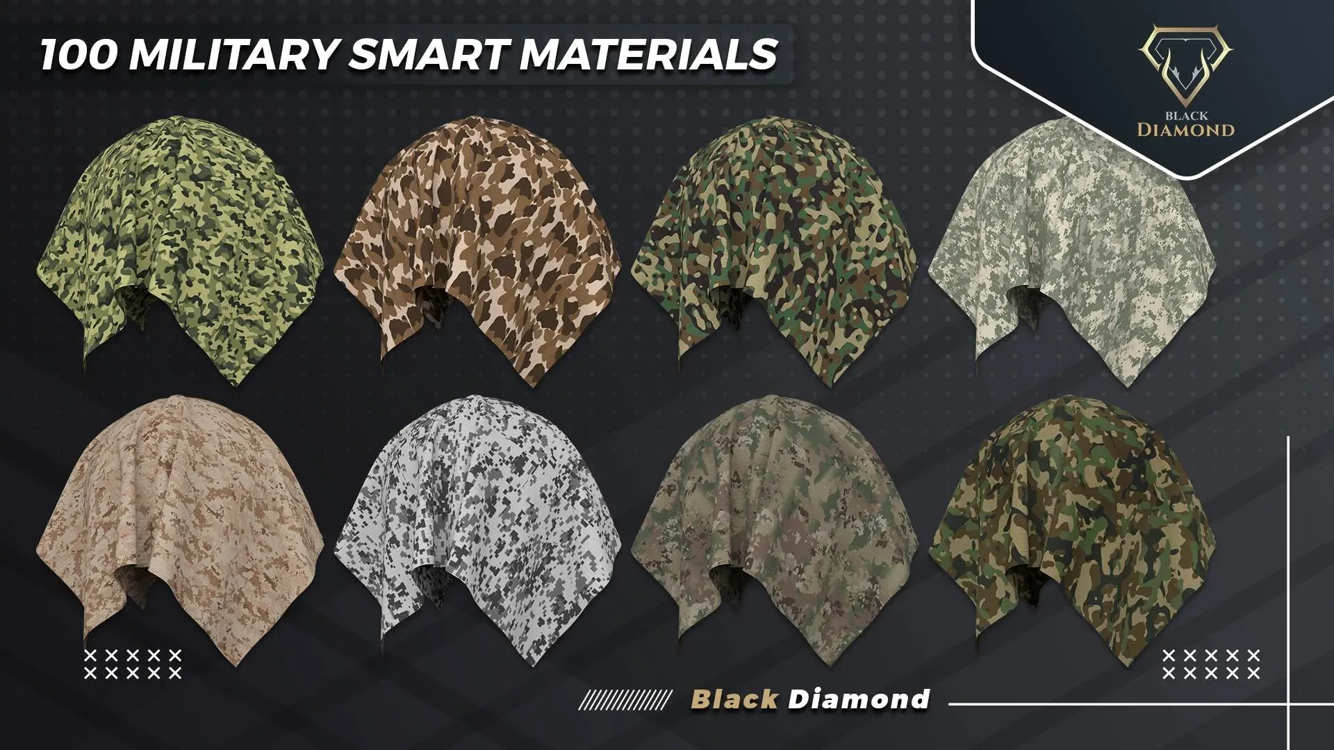 100 Military Fabric Smart Materials with high details